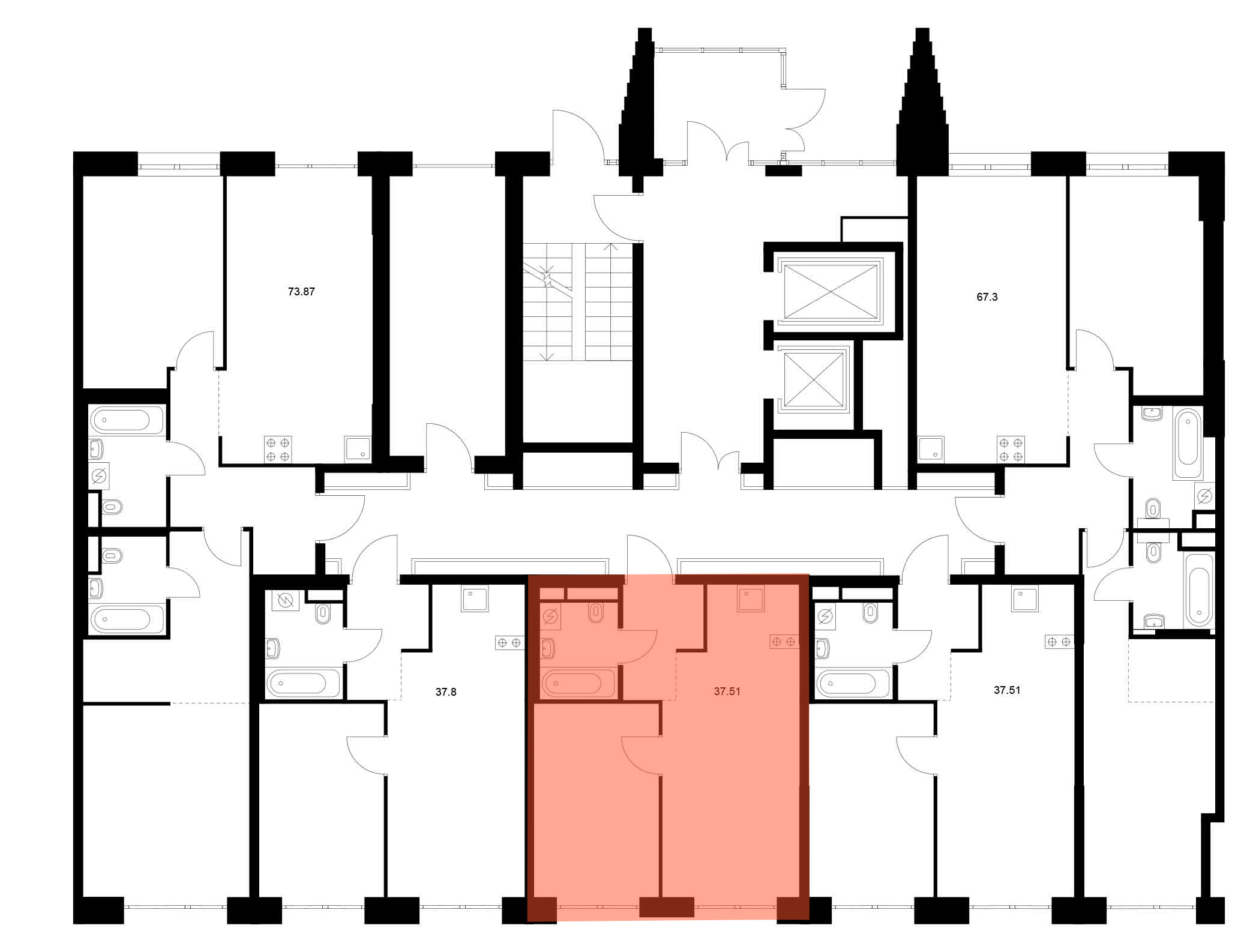 1-комнатная квартира, 37.35 кв.м, Квартал Мит, изображение-2