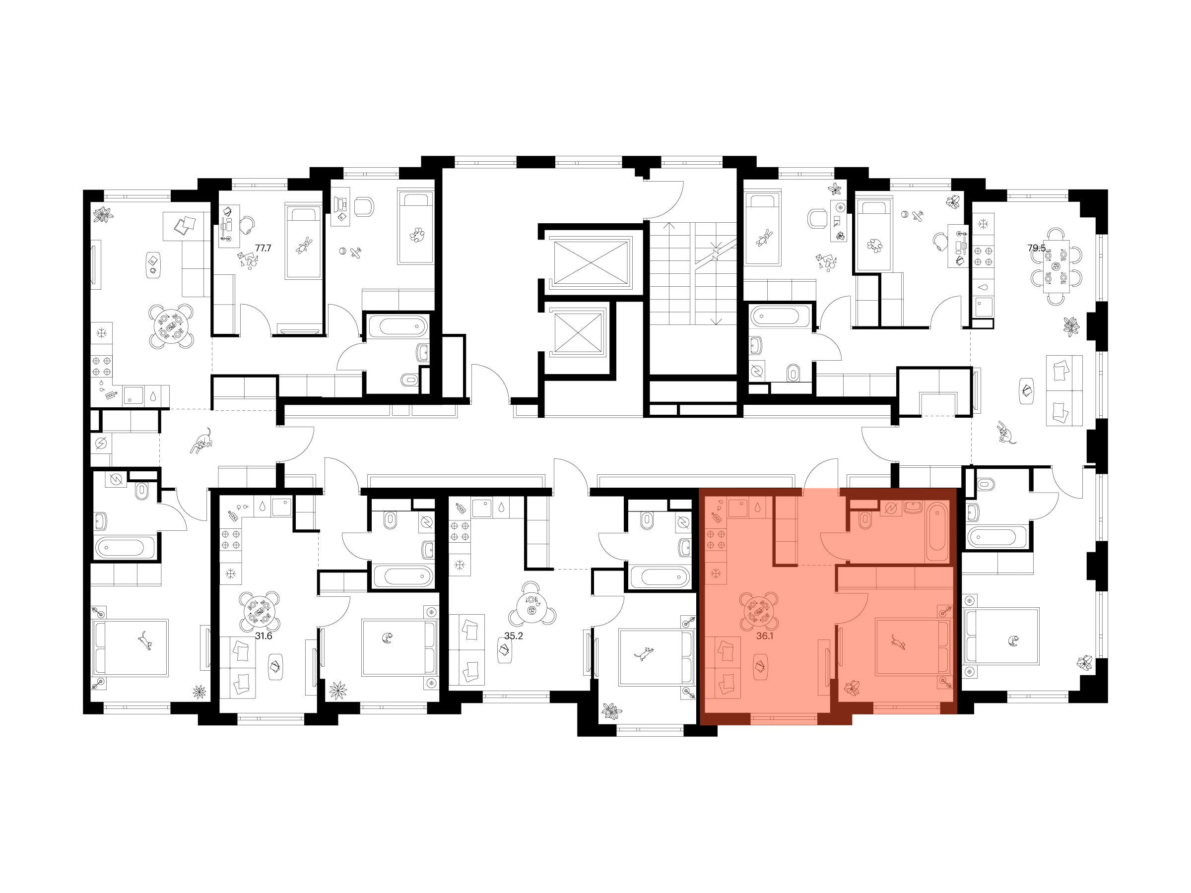 1-комнатная квартира, 36.1 кв.м, Онежский вал, изображение-2