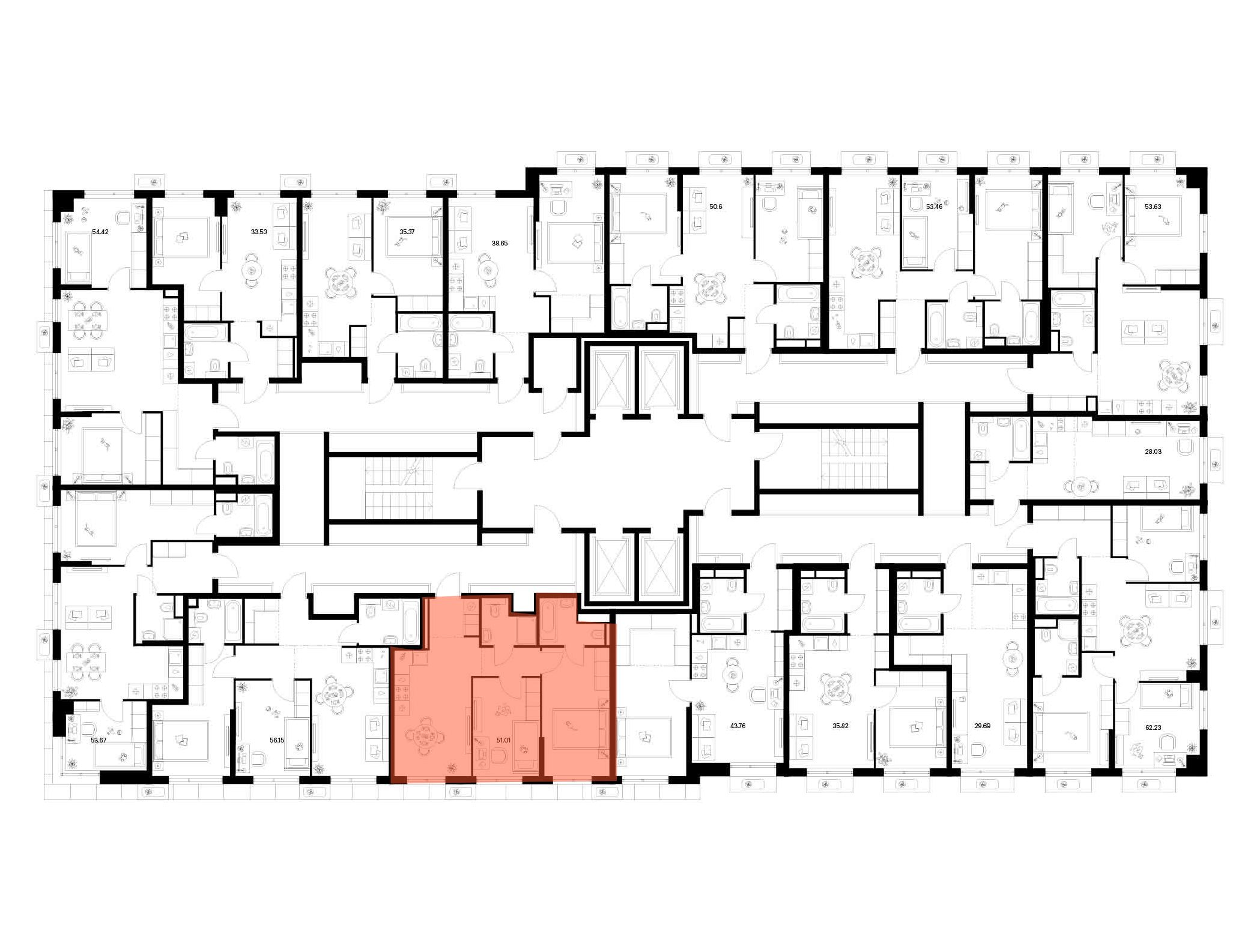 2-комнатная квартира, 51.01 кв.м, Квартал Мит, изображение-2