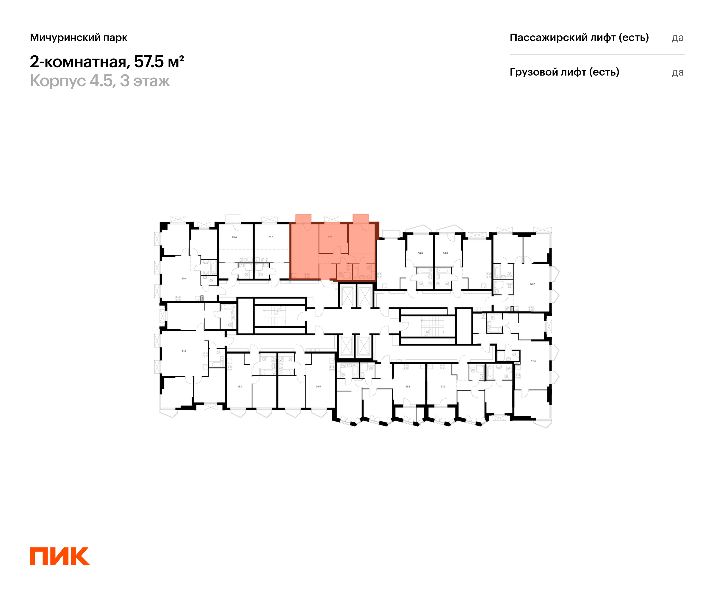 2-комнатная квартира, 57.5 кв.м, Мичуринский парк, изображение-2