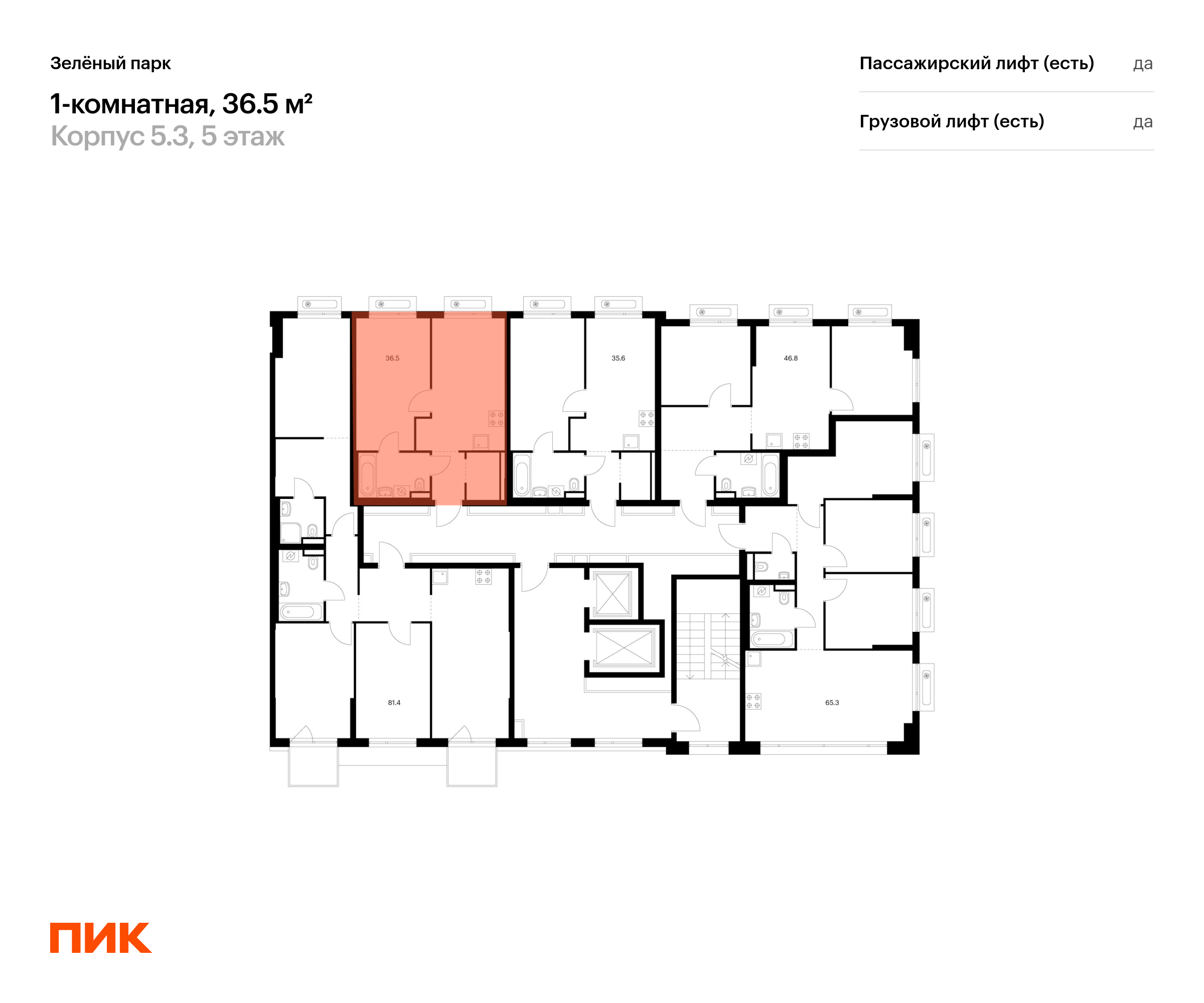 1-комнатная квартира, 36.5 кв.м, Зелёный парк, изображение-2