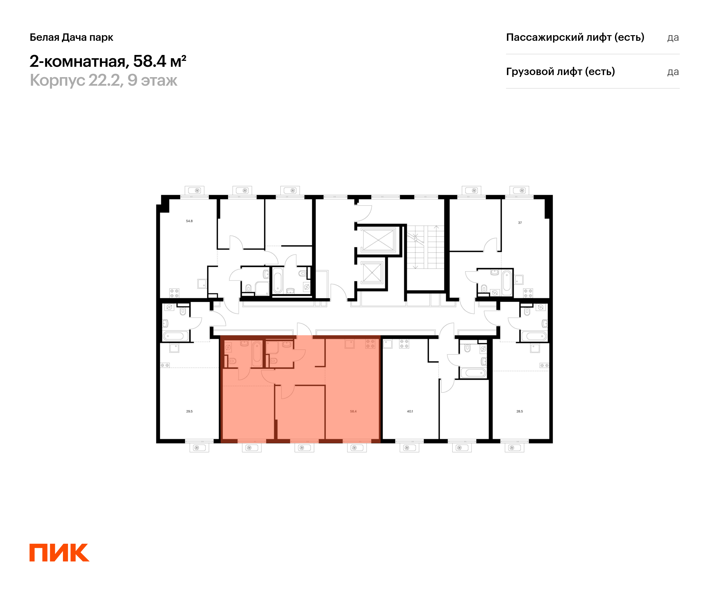 2-комнатная квартира, 58.4 кв.м, Белая Дача парк, изображение-2
