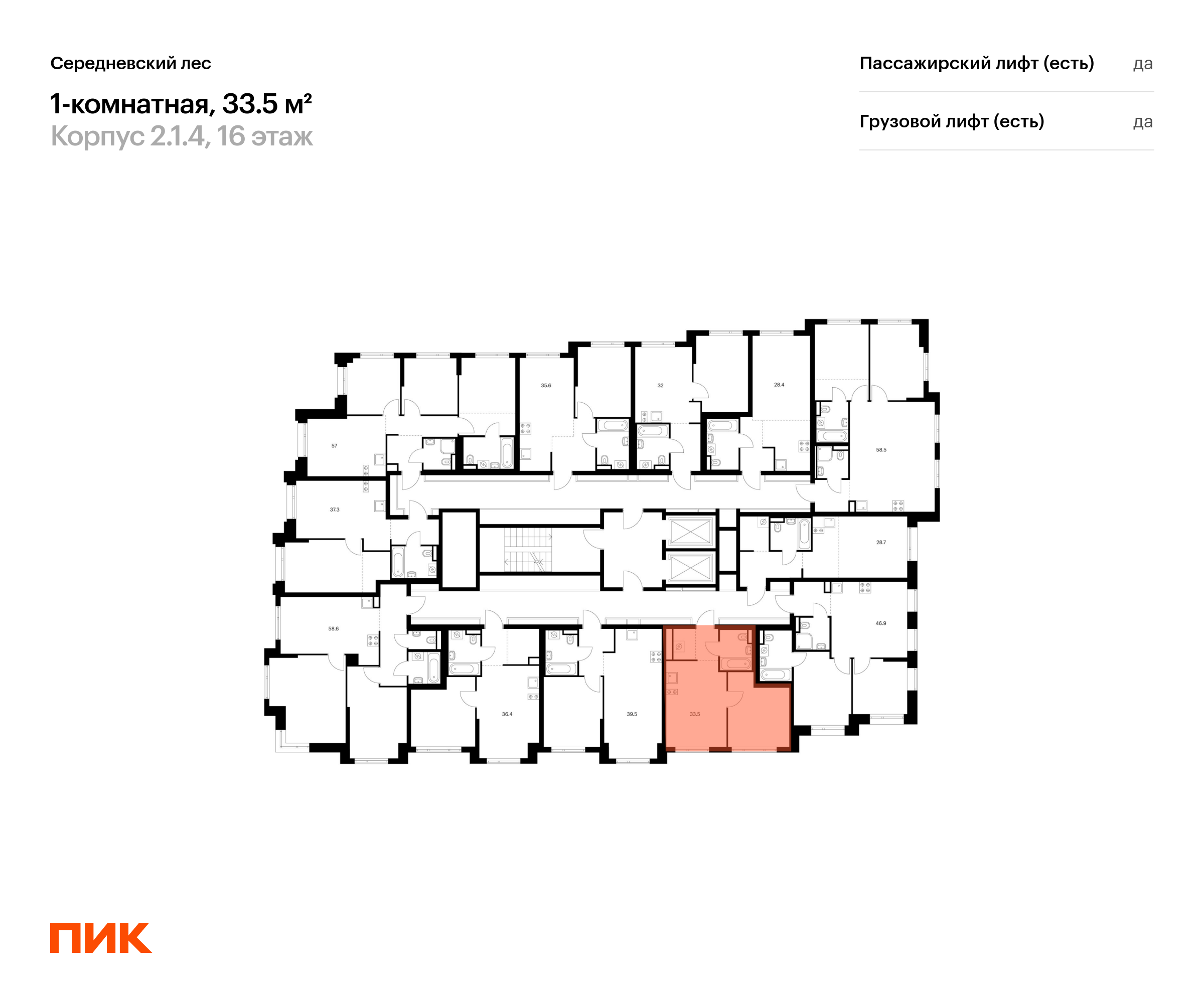 1-комнатная квартира, 33.5 кв.м, Середневский лес, изображение-2