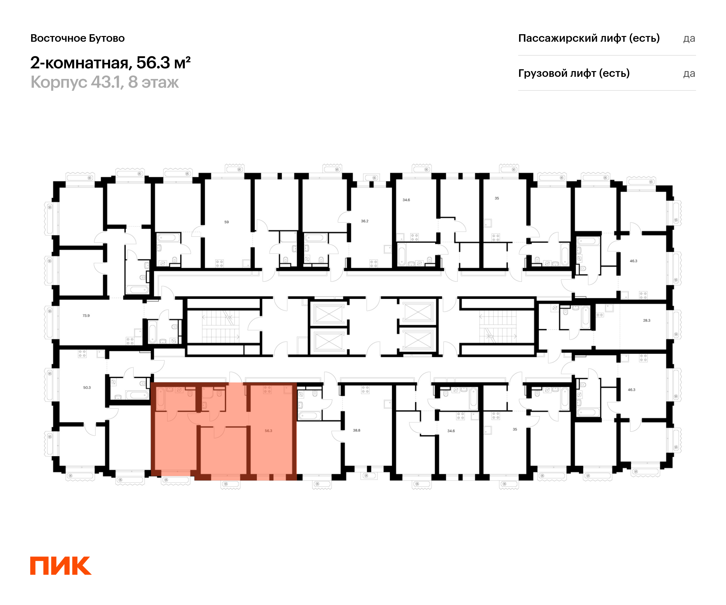 2-комнатная квартира, 56.3 кв.м, Восточное Бутово, изображение-2