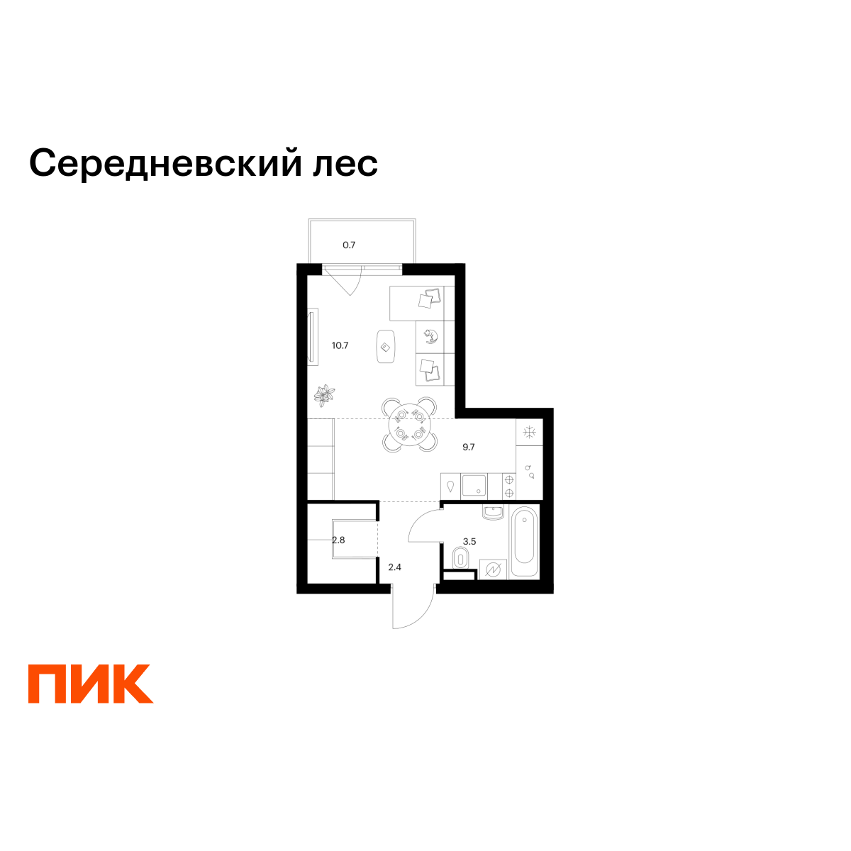 29.8 кв.м, Середневский лес