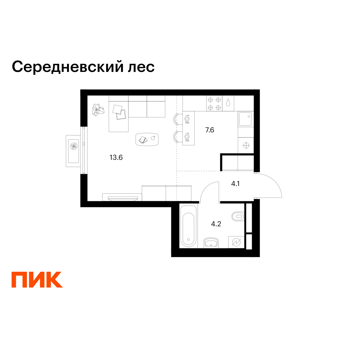 29.5 кв.м, Середневский лес