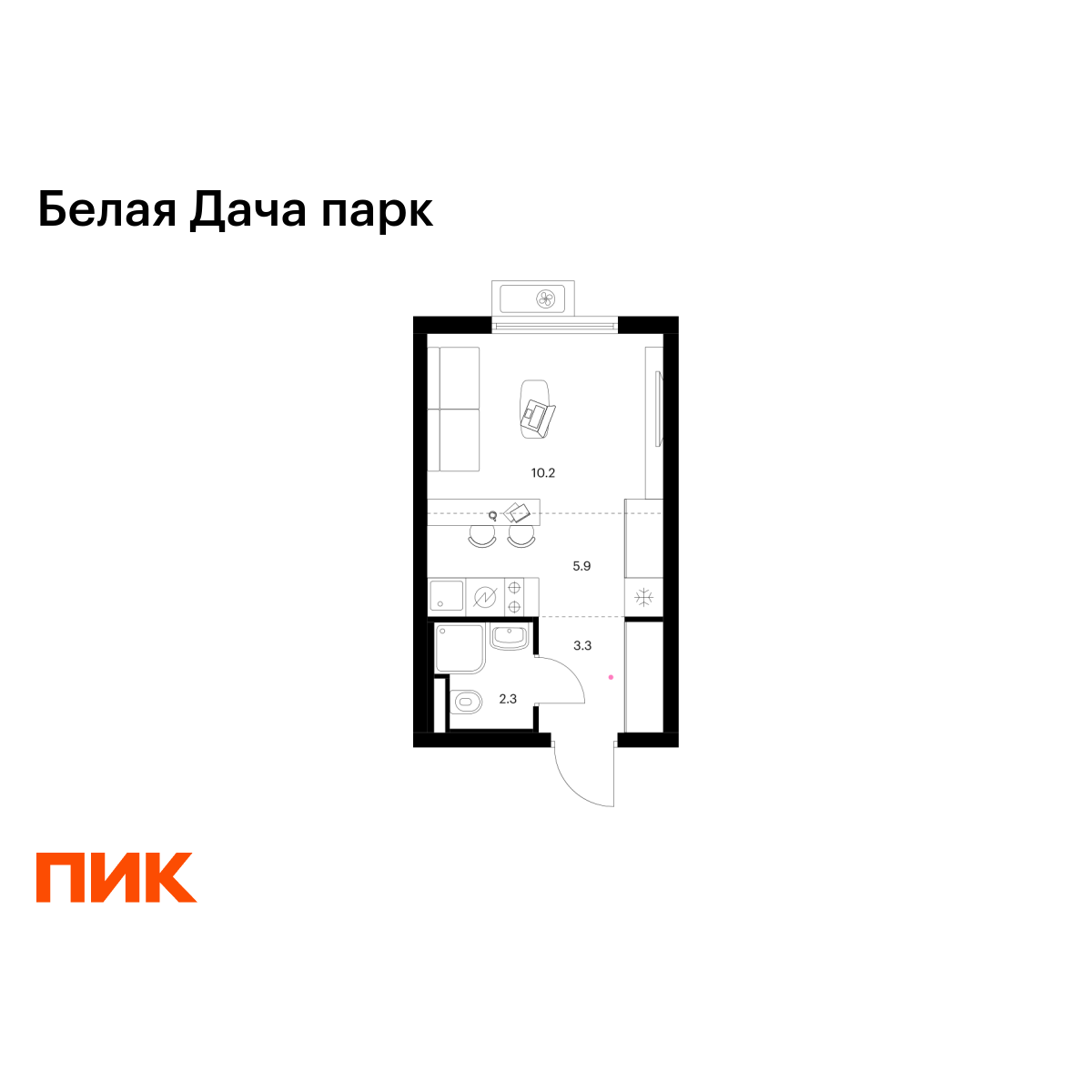 21.7 кв.м, Белая Дача парк
