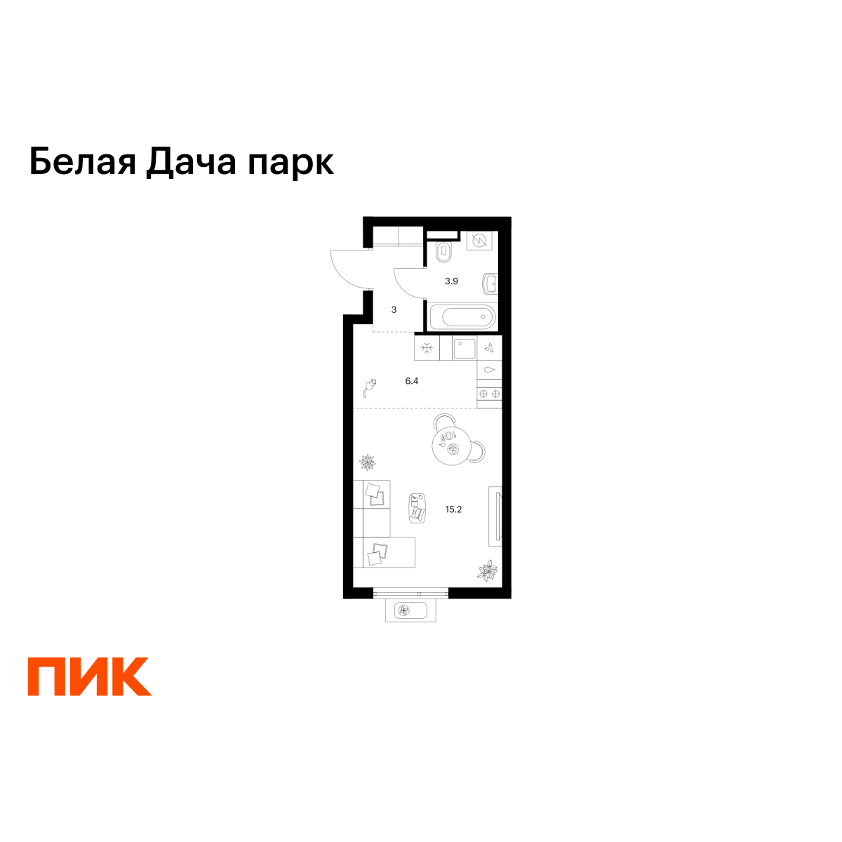 28.5 кв.м, Белая Дача парк 28.5 кв.м, Белая Дача парк