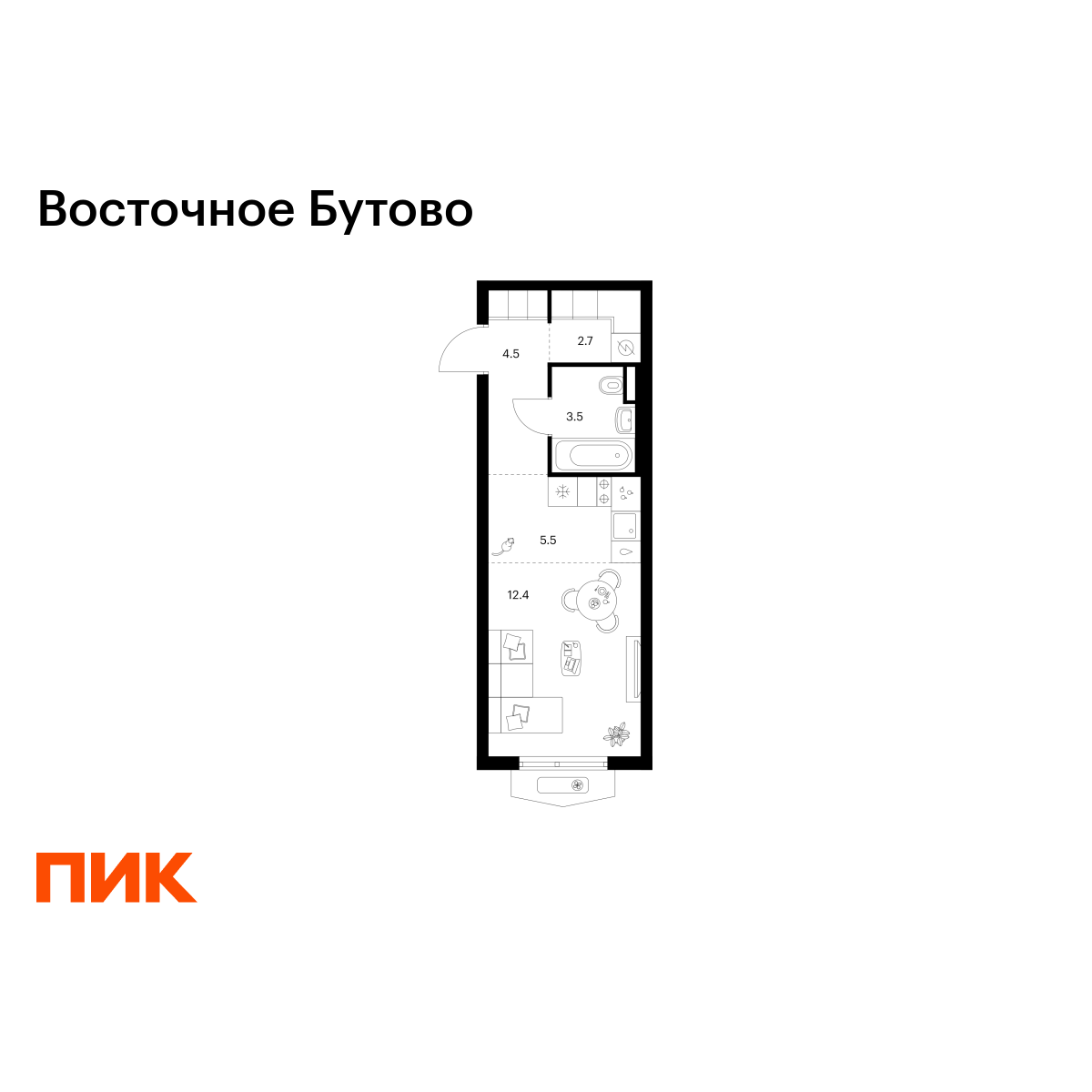 28.6 кв.м, Восточное Бутово