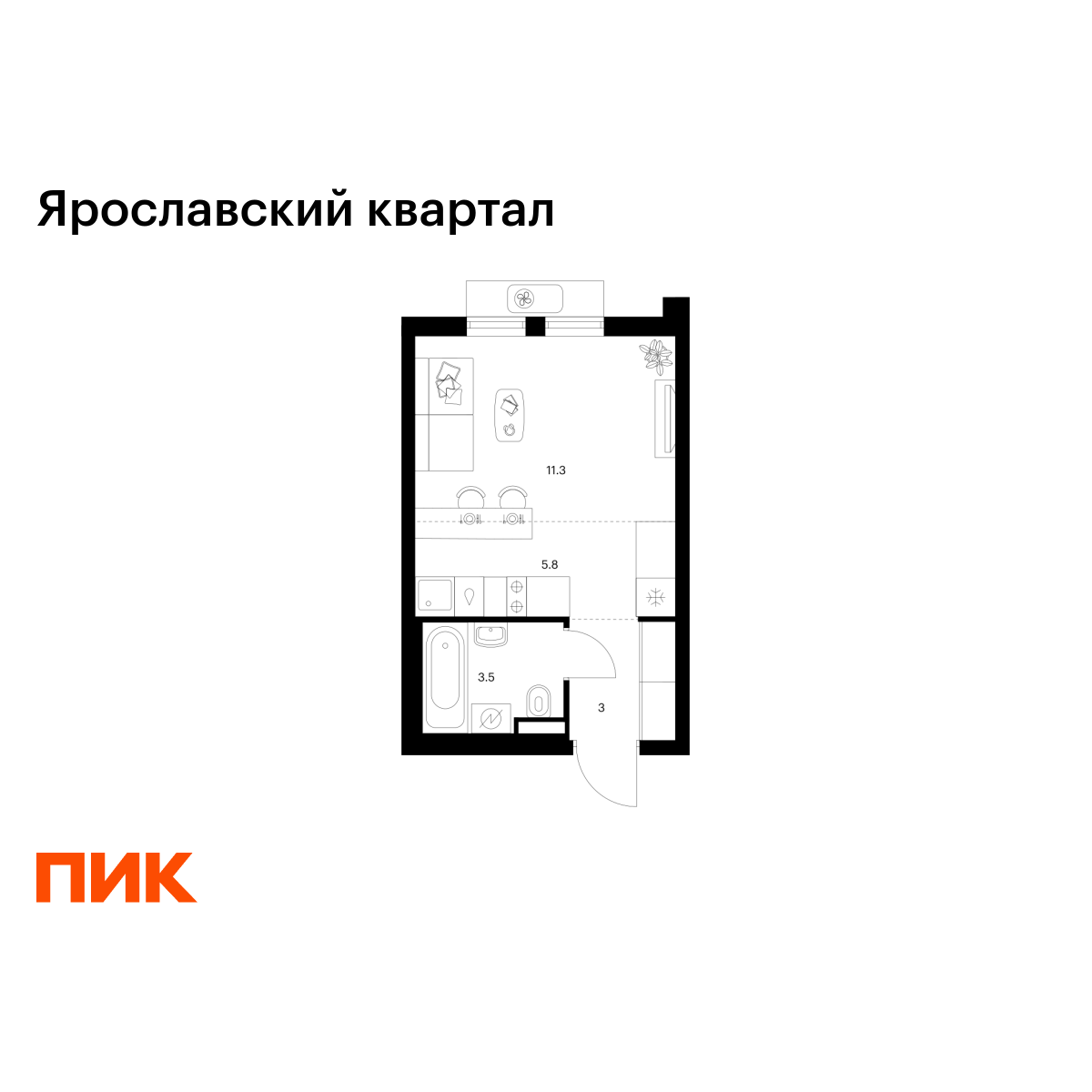 23.6 кв.м, Ярославский квартал