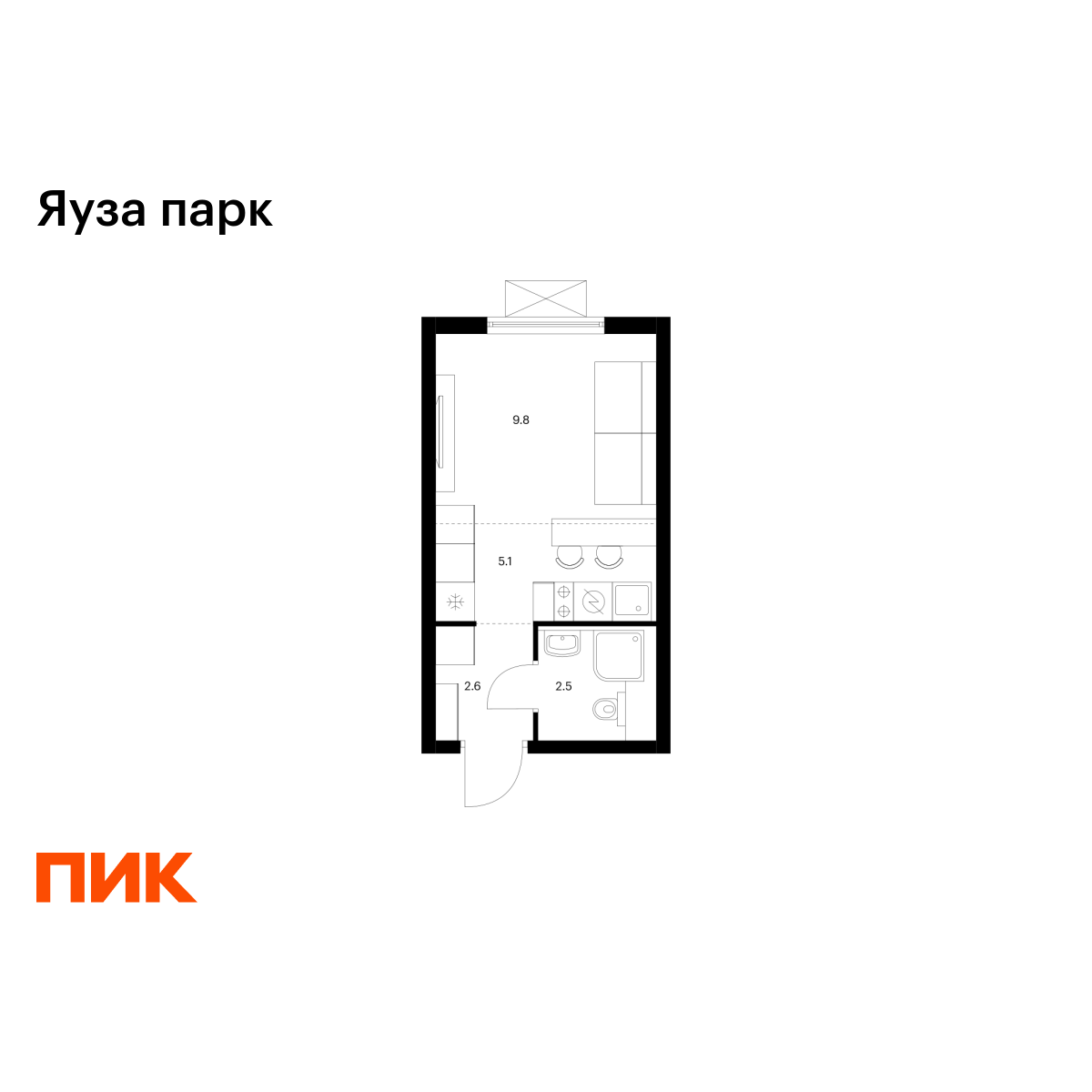 студия, 20 м2, Яуза парк
