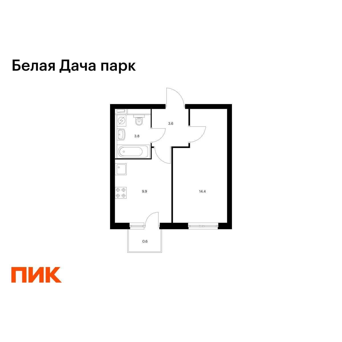 1-комнатная квартира, 32.3 кв.м, Белая Дача парк 1-комнатная квартира, 32.3 кв.м, Белая Дача парк