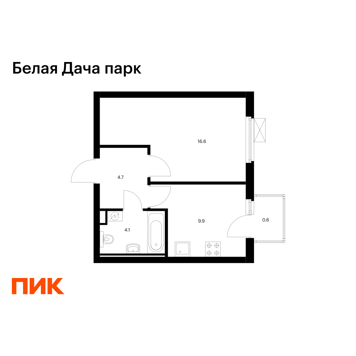 1-комнатная квартира, 35.9 кв.м, Белая Дача парк 1-комнатная квартира, 35.9 кв.м, Белая Дача парк