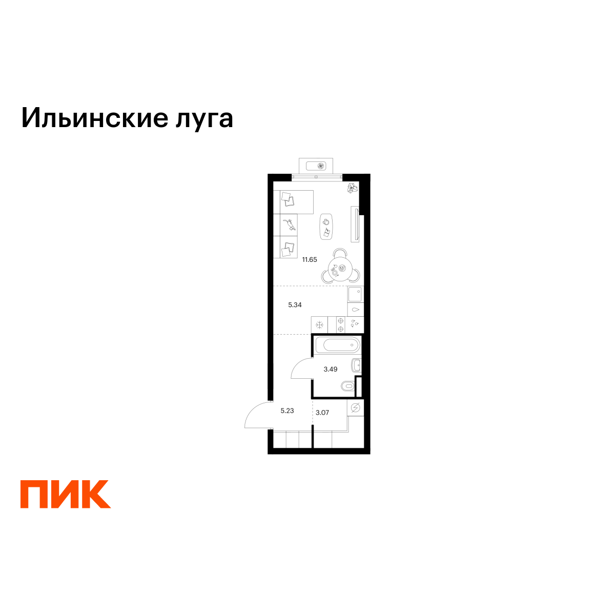 студия, 28.78 м2, Ильинские луга студия, 28.78 м2, Ильинские луга