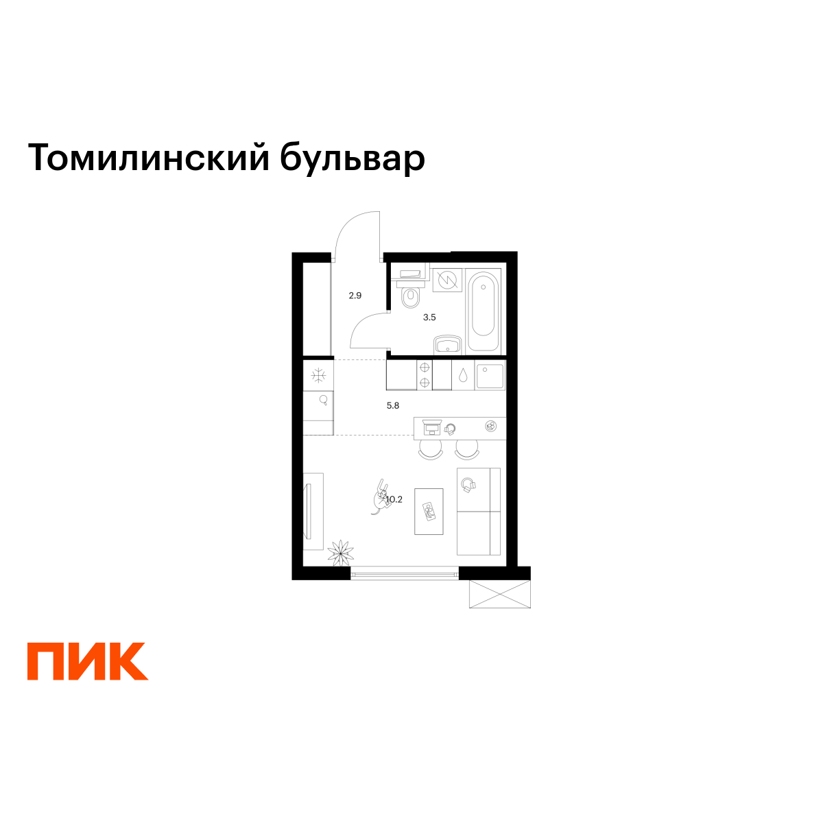 22.4 кв.м, Томилинский бульвар