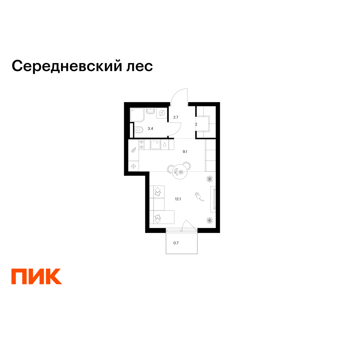 30 кв.м, Середневский лес 30 кв.м, Середневский лес