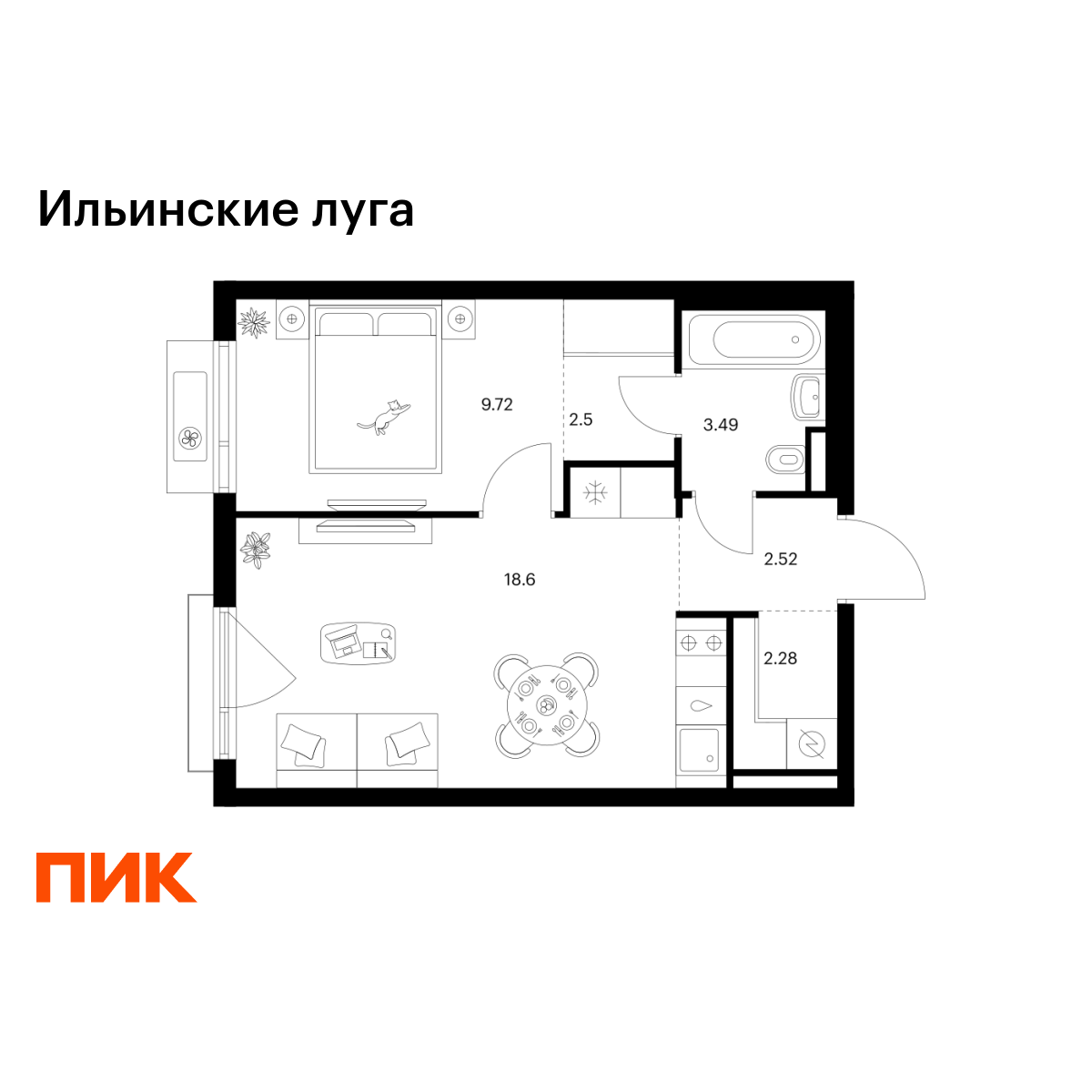 1-комнатная квартира, 39.11 кв.м, Ильинские луга 1-комнатная квартира, 39.11 кв.м, Ильинские луга