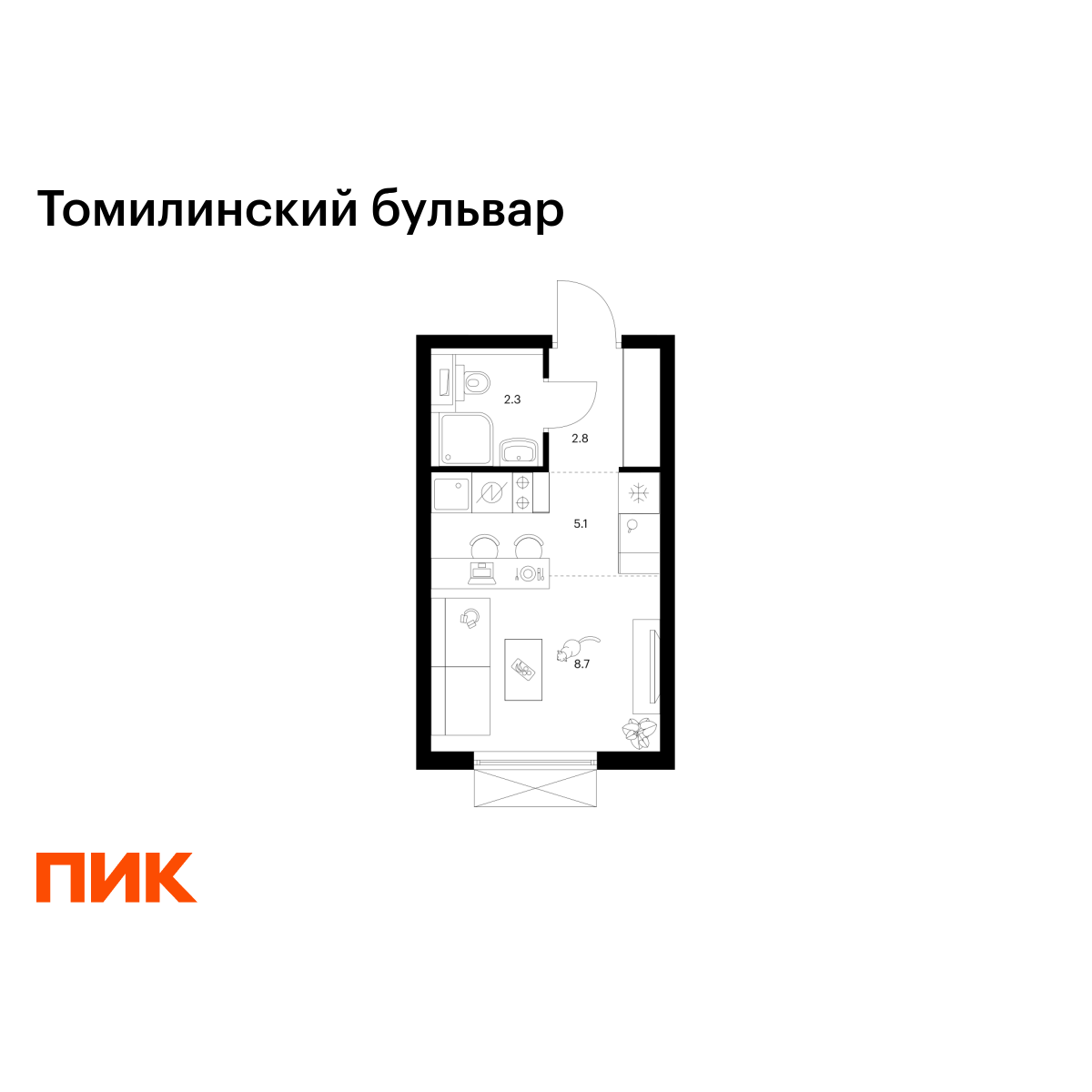 18.9 кв.м, Томилинский бульвар