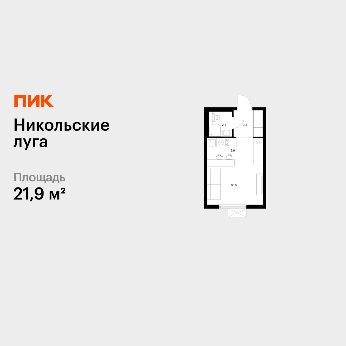 21.9 кв.м, Никольские луга