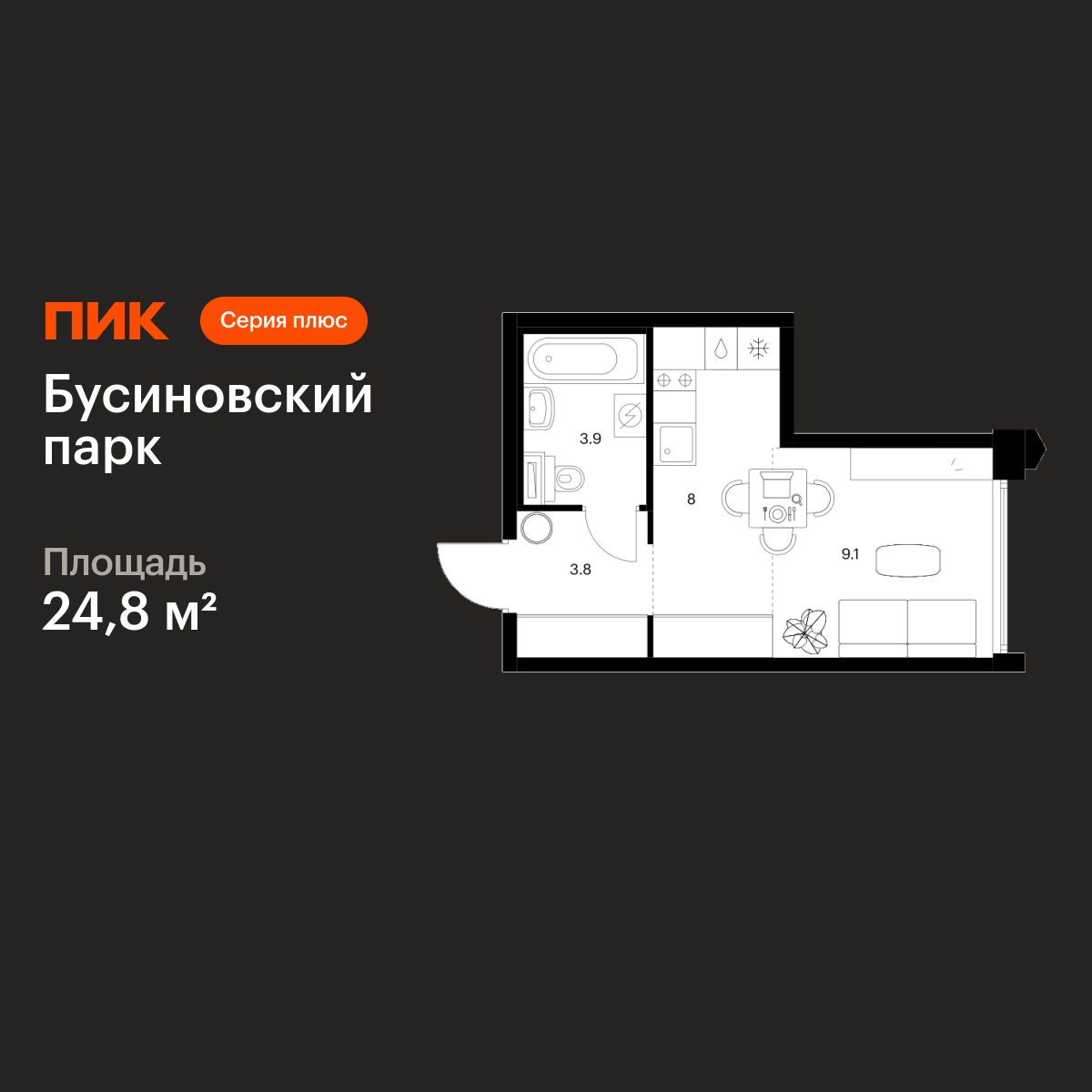 24.8 кв.м, Бусиновский парк