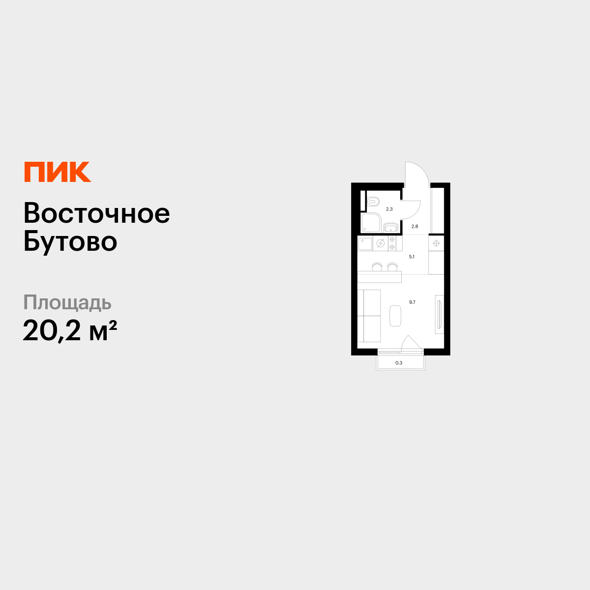 20.2 кв.м, Восточное Бутово