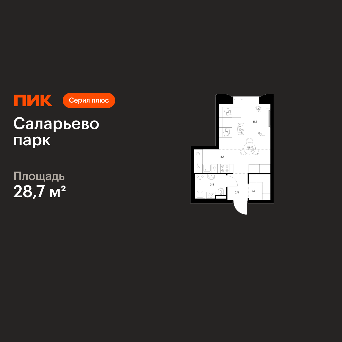 28.7 кв.м, Саларьево парк