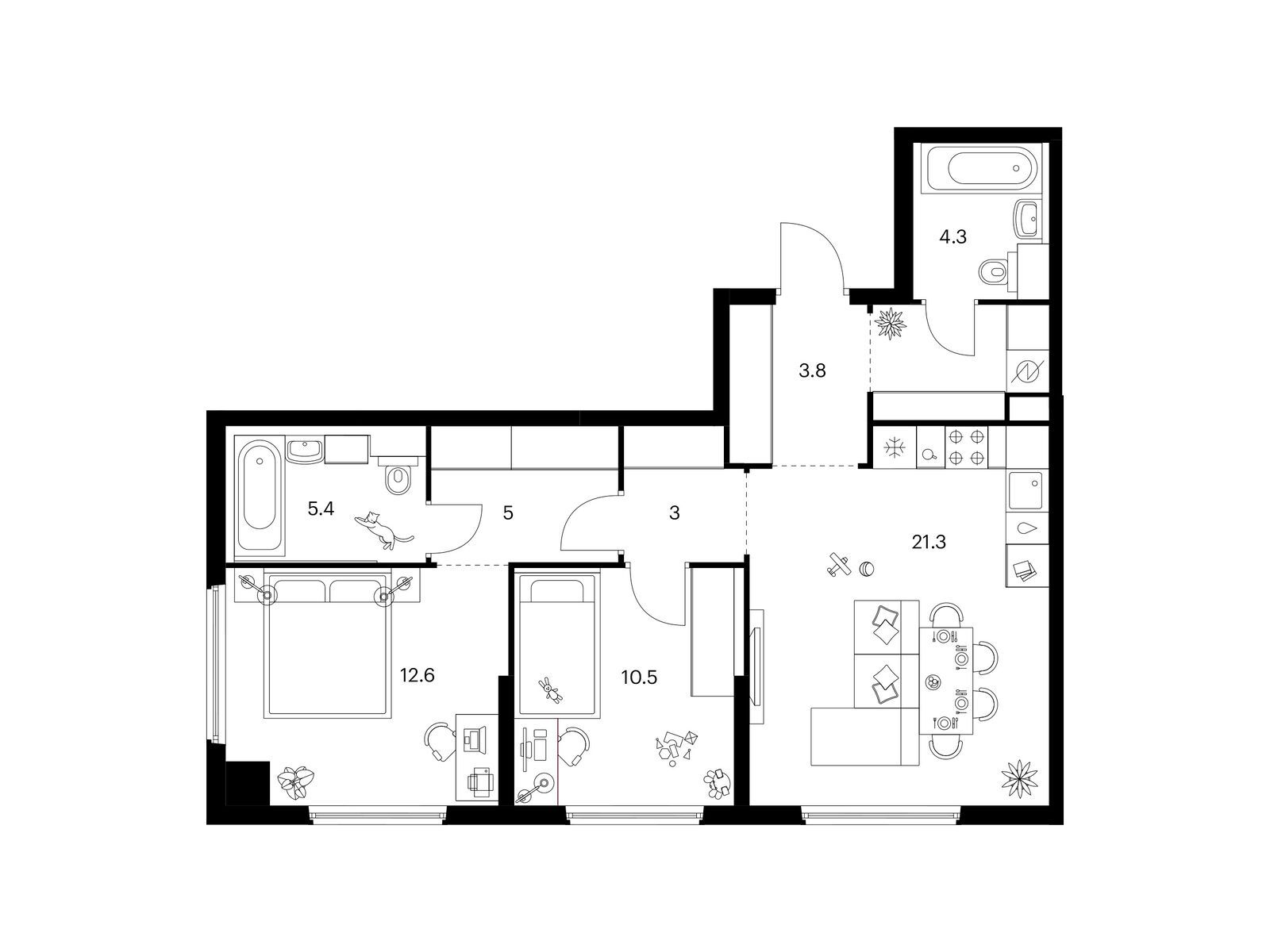 2-комнатная квартира, 70.2 кв.м, Кронштадтский 9