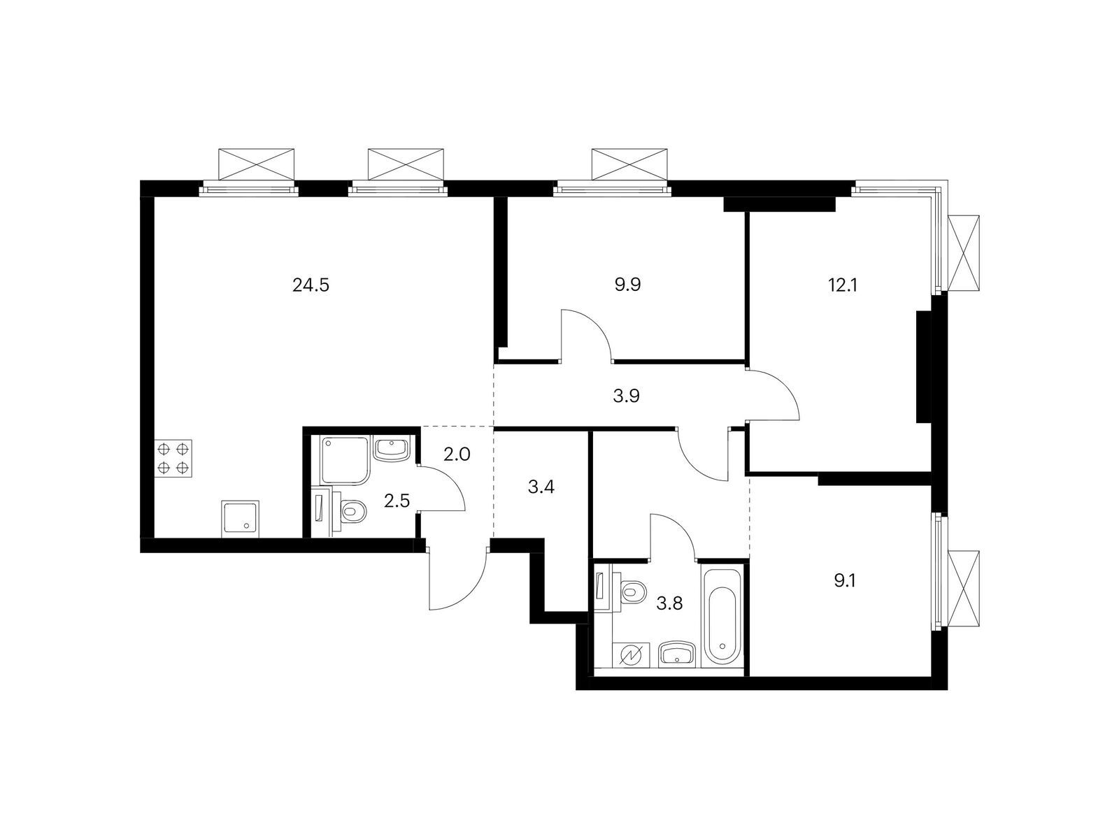 3-комнатная квартира, 76.2 кв.м, Второй Нагатинский