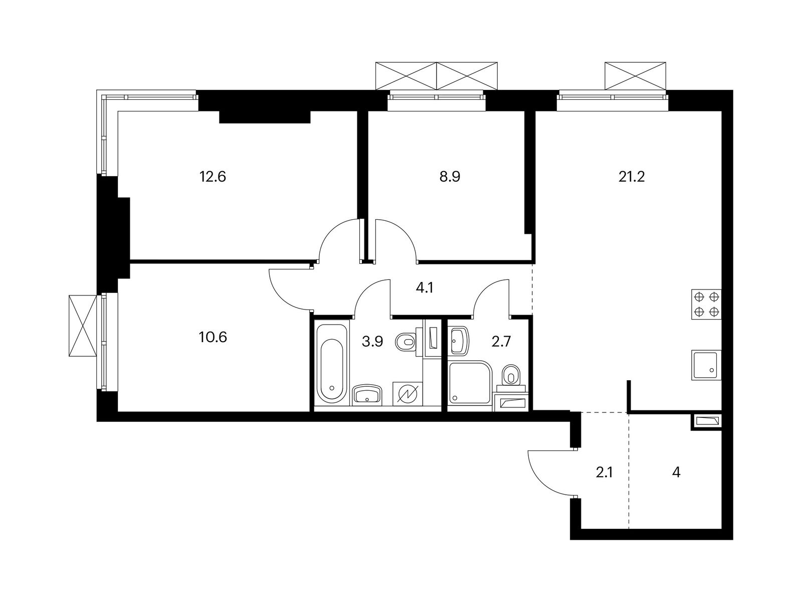 3-комнатная квартира, 70.1 кв.м, Новое Очаково