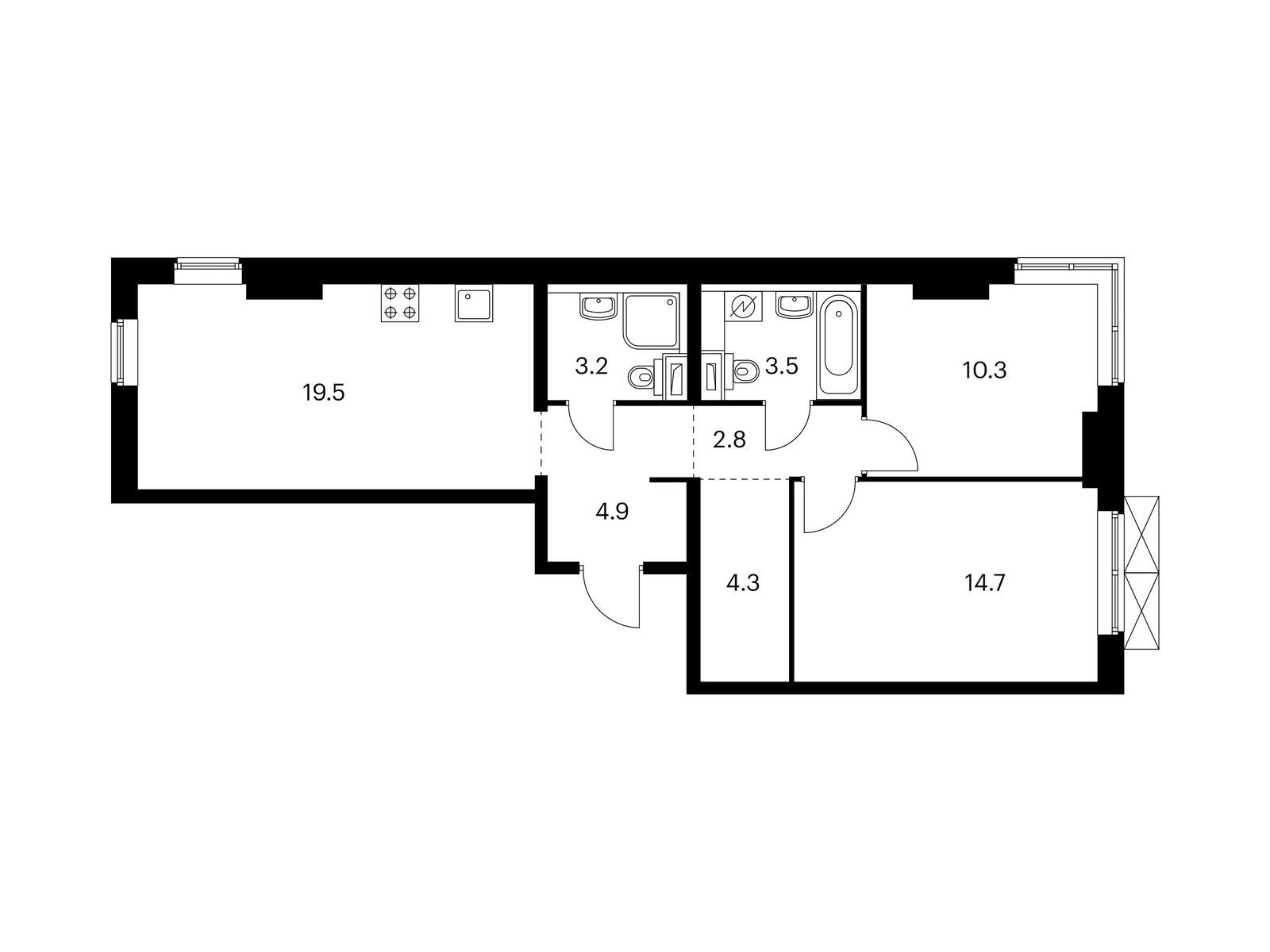 2-комнатная квартира, 63.2 кв.м, Новое Очаково 2-комнатная квартира, 63.2 кв.м, Новое Очаково