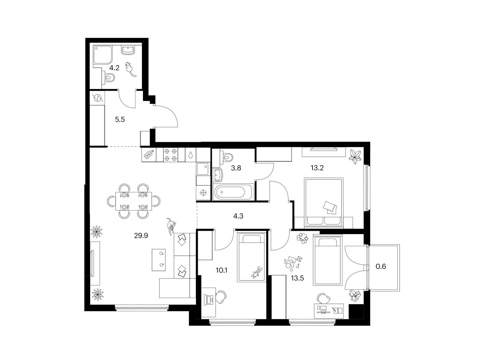 3-комнатная квартира, 85.1 кв.м, Кронштадтский 9