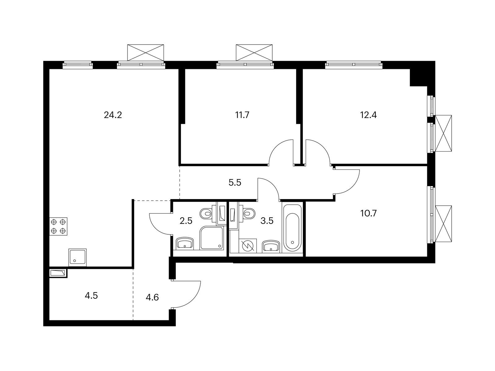 3-комнатная квартира, 79.6 кв.м, Второй Нагатинский