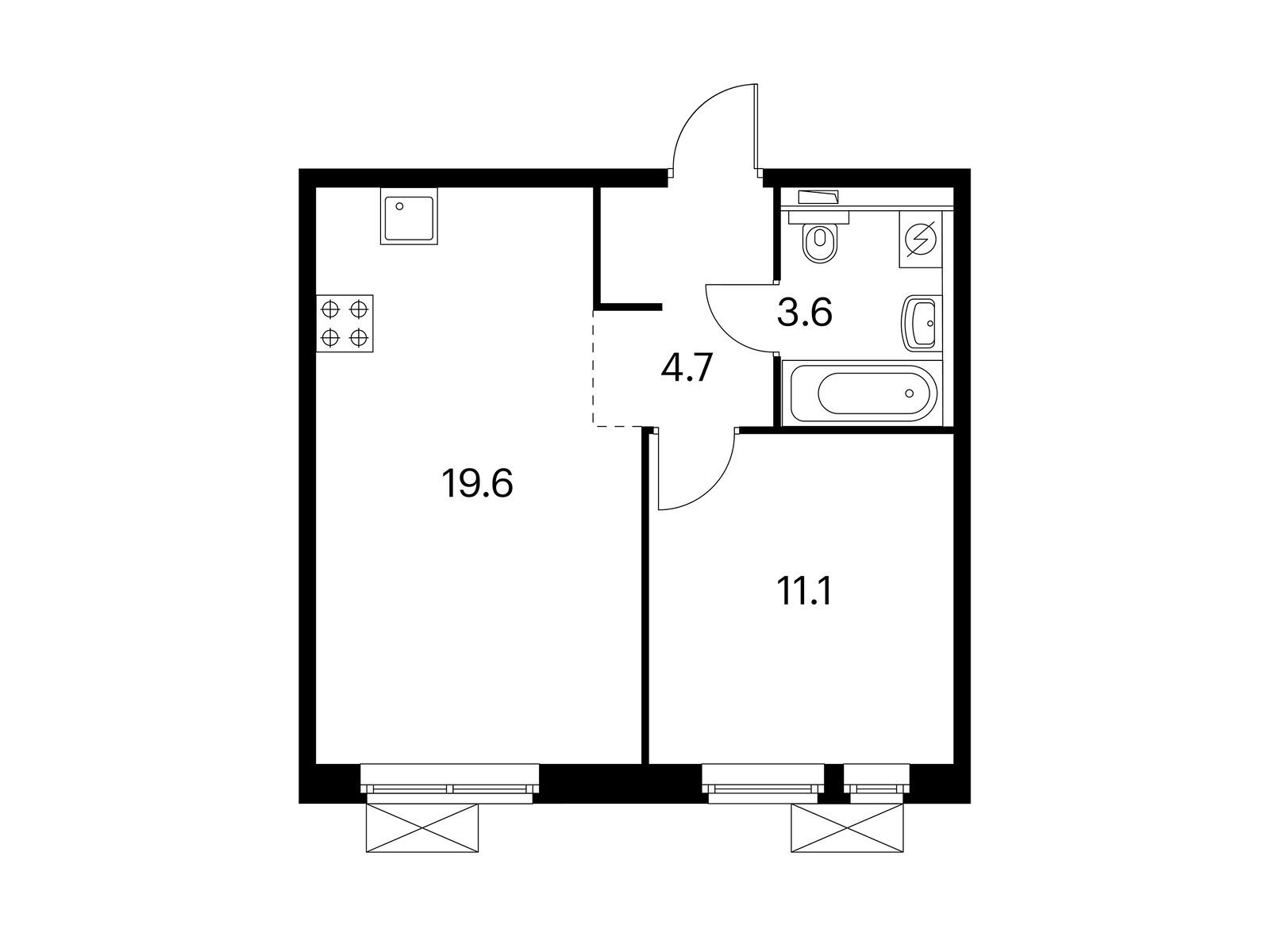 1-комнатная квартира, 39 кв.м, Мякинино парк