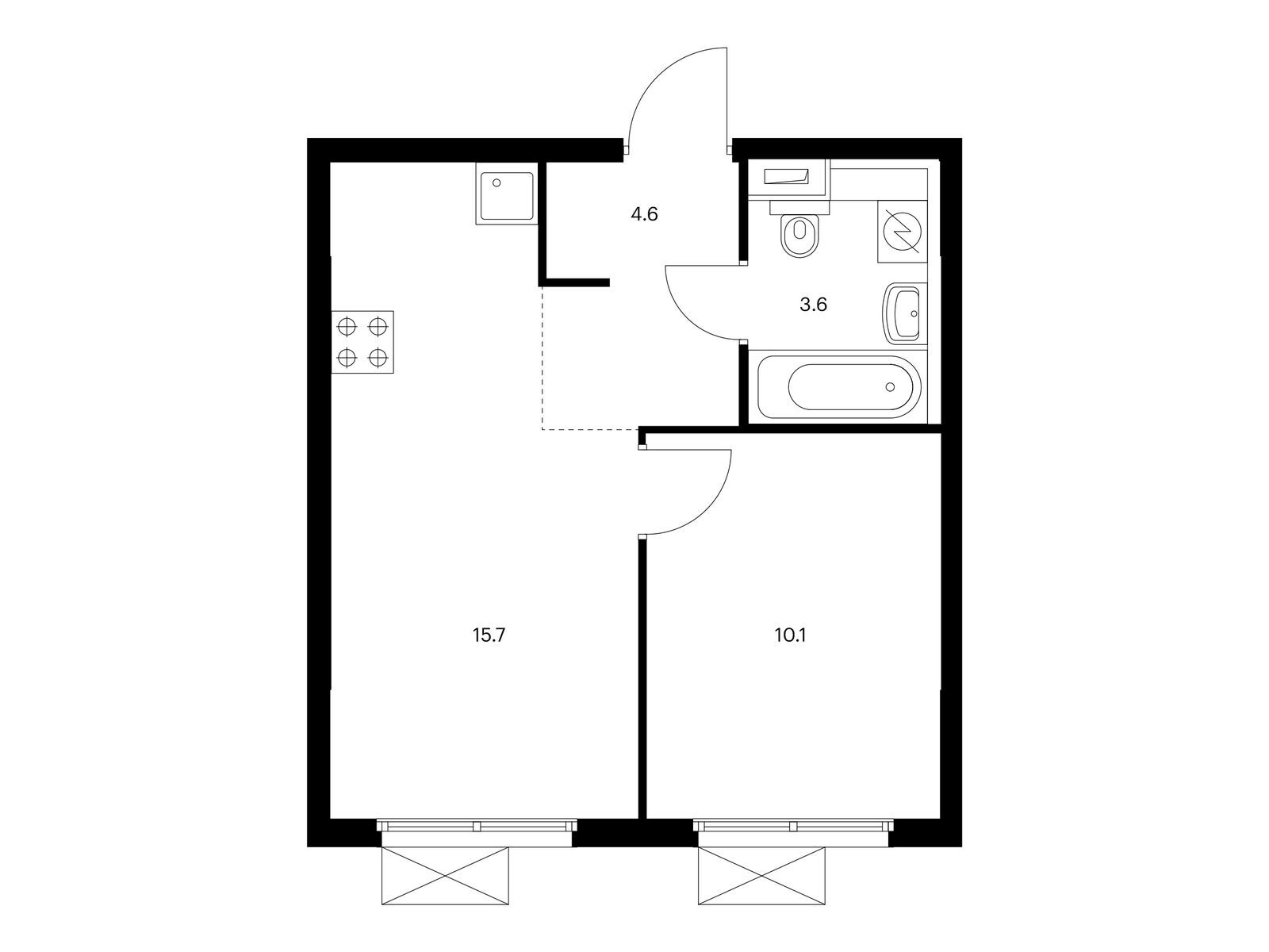 1-комнатная квартира, 34 кв.м, Римского-Корсакова 11