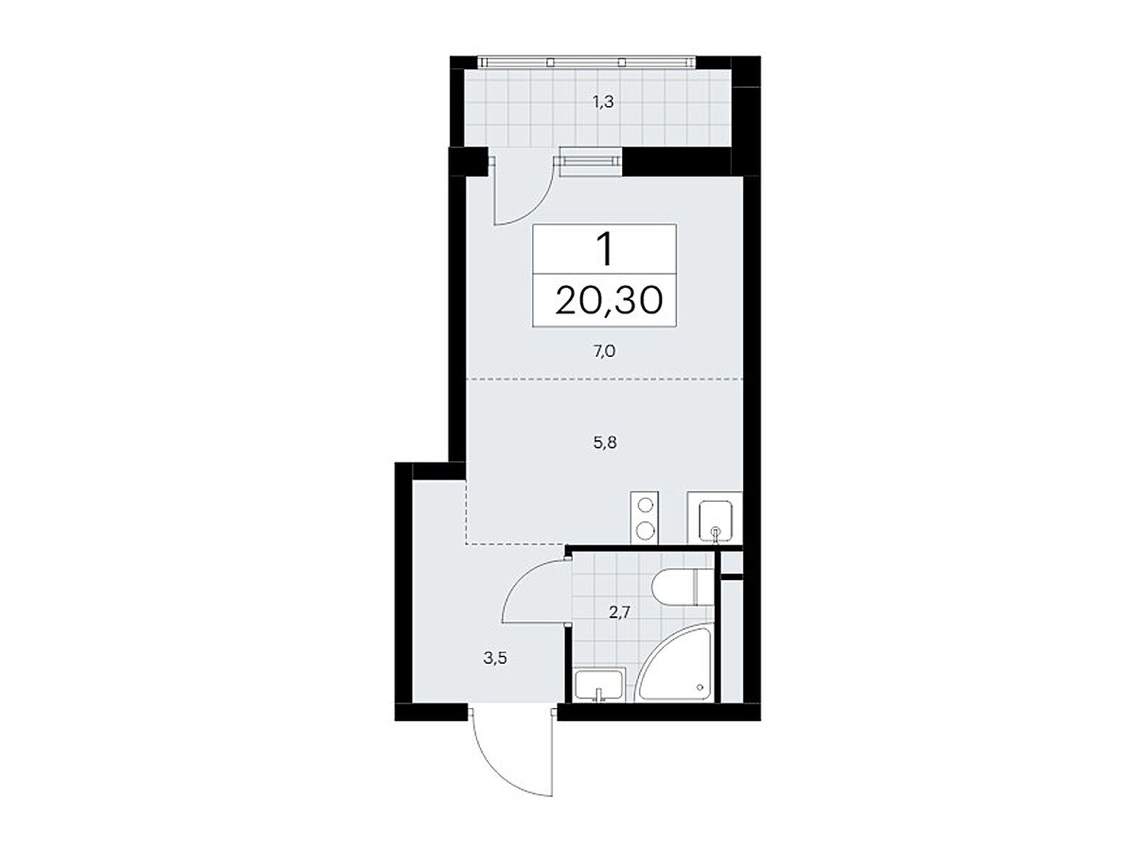 студия, 20.3 м2, ЖК «Родные кварталы»