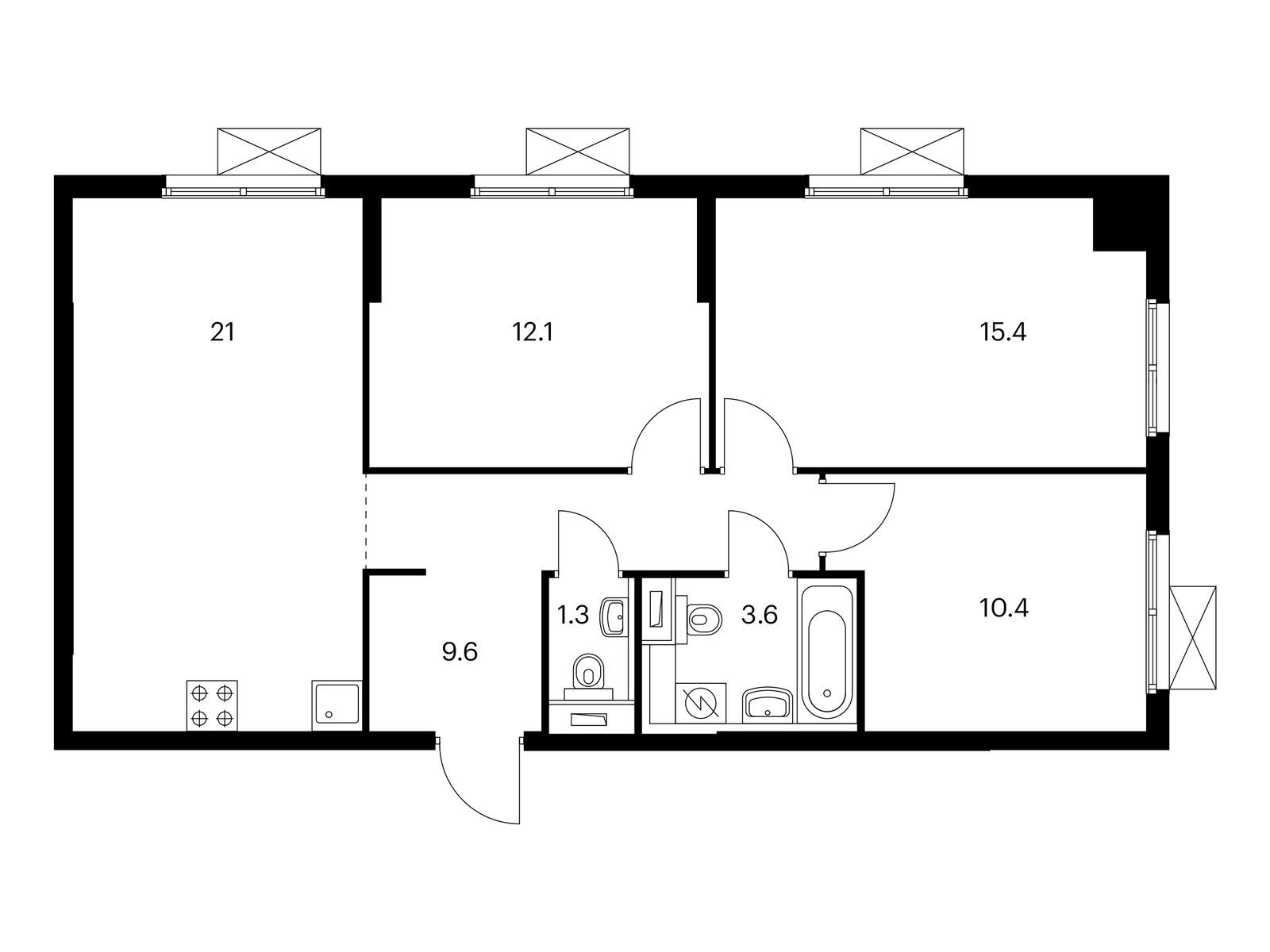 3-комнатная квартира, 73.4 кв.м, Римского-Корсакова 11