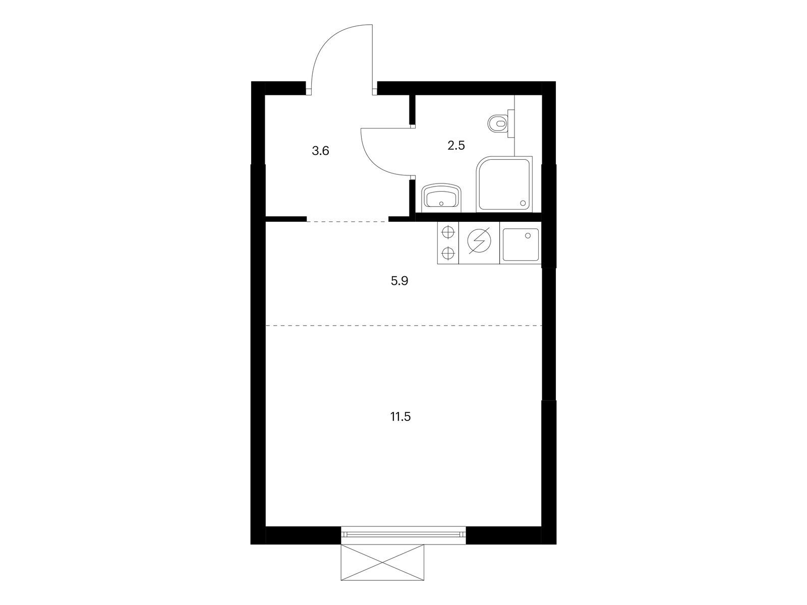 23.5 кв.м, Люблинский парк 23.5 кв.м, Люблинский парк