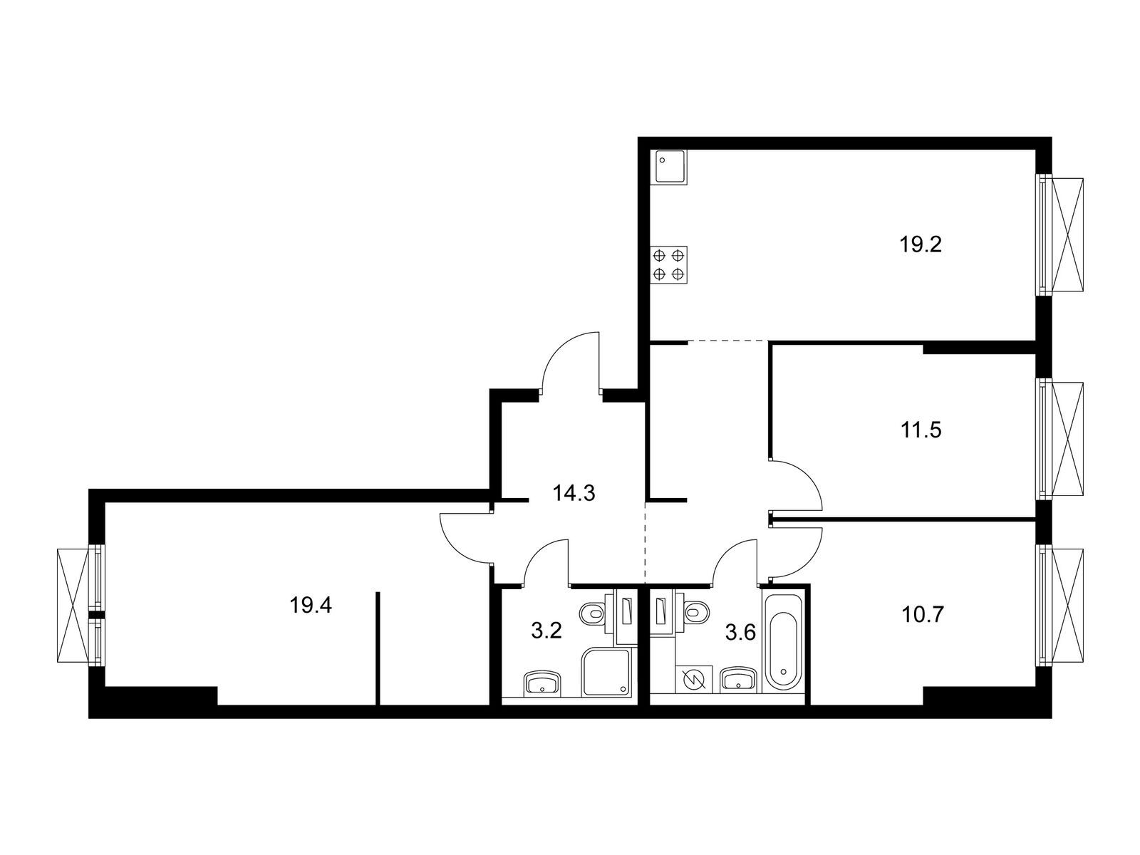 3-комнатная квартира, 81.9 кв.м, Кольская 8