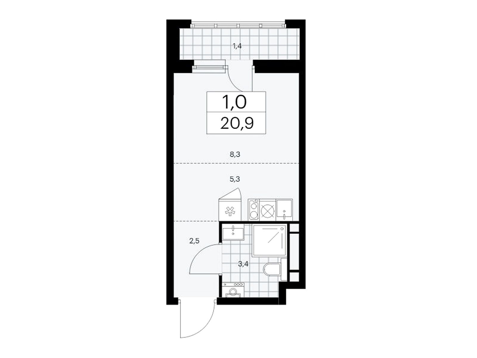 20.9 кв.м, ЖК «Дзен-кварталы» 20.9 кв.м, ЖК «Дзен-кварталы»