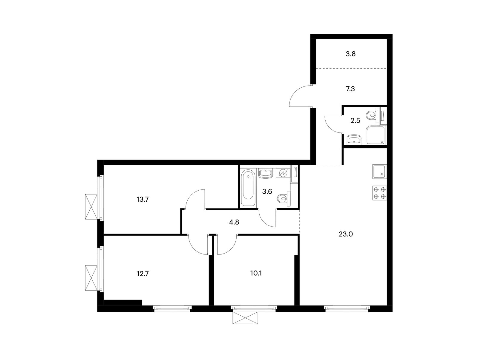 3-комнатная квартира, 81.5 кв.м, Сигнальный 16