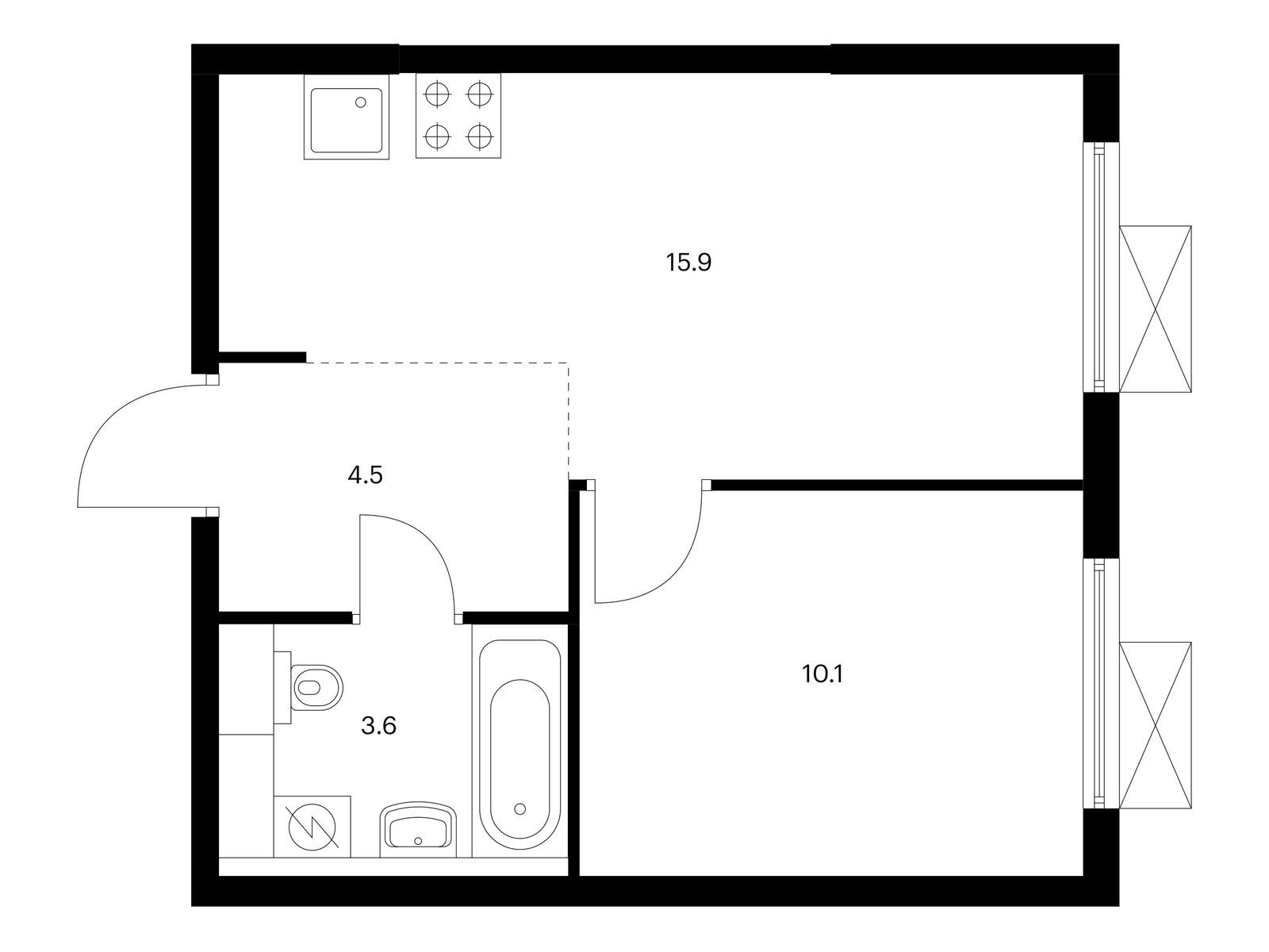 1-комнатная квартира, 34.1 кв.м, Люблинский парк 1-комнатная квартира, 34.1 кв.м, Люблинский парк