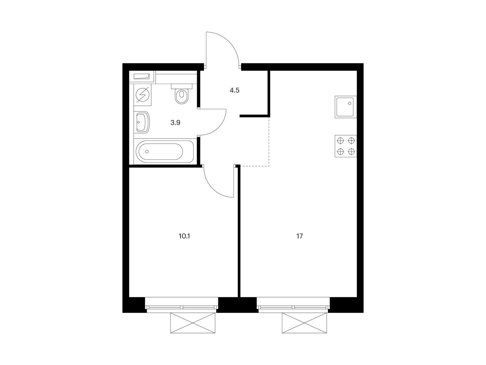 1-комнатная квартира, 35.5 кв.м, Восточное Бутово