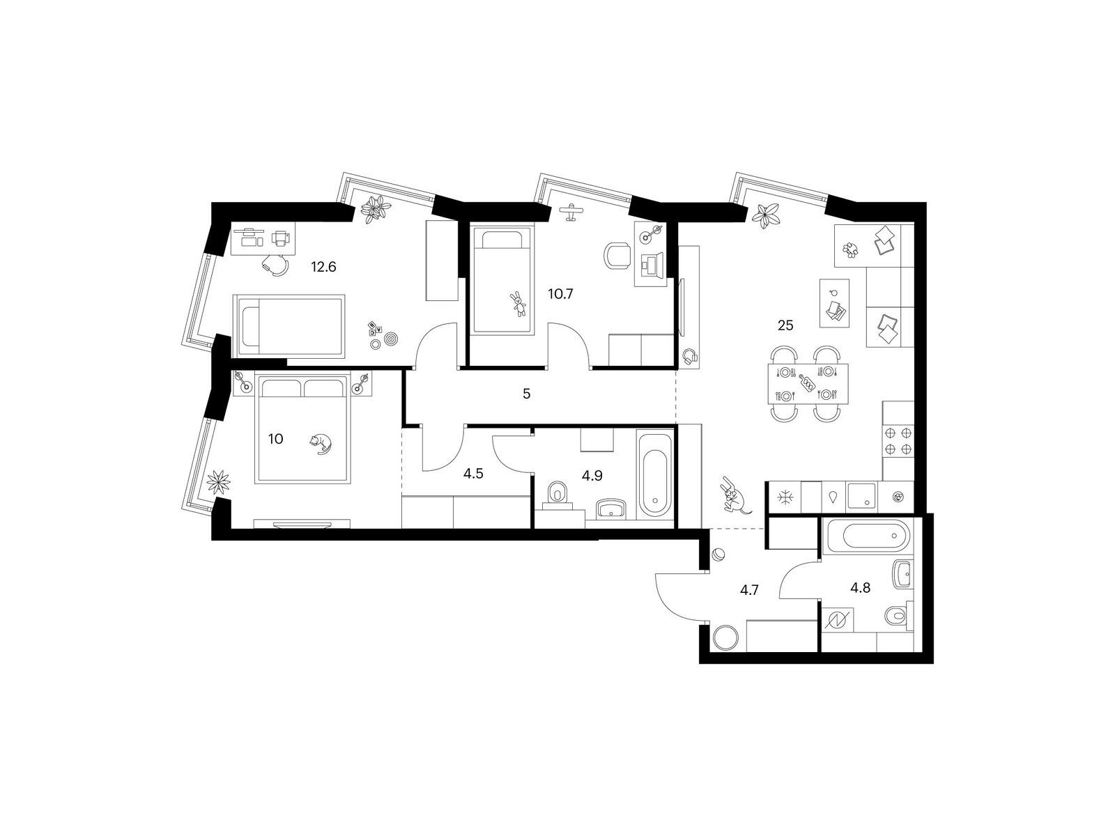 3-комнатная квартира, 82.2 кв.м, Кронштадтский 9