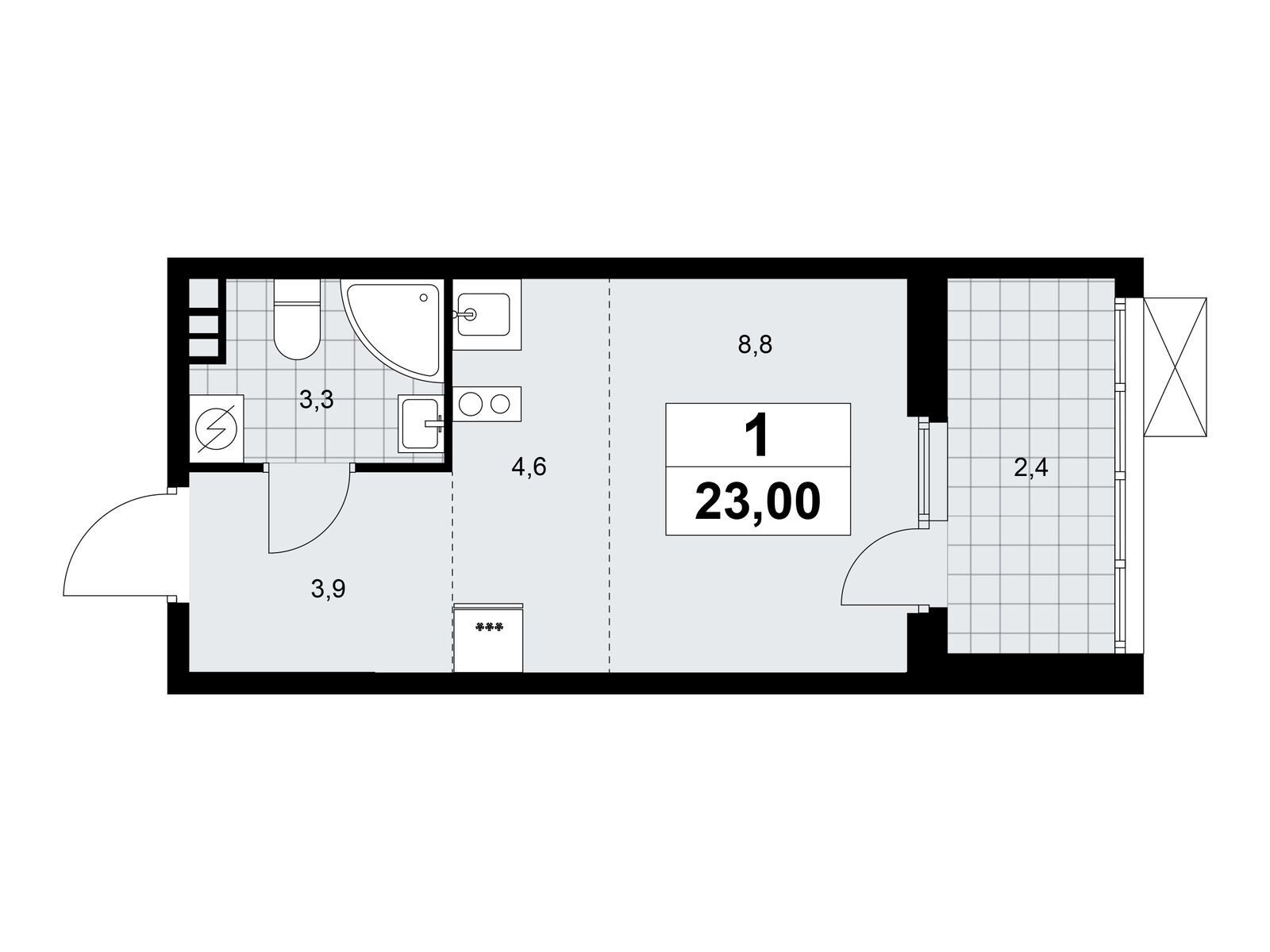 студия, 23 м2, ЖК «Бунинские Кварталы»