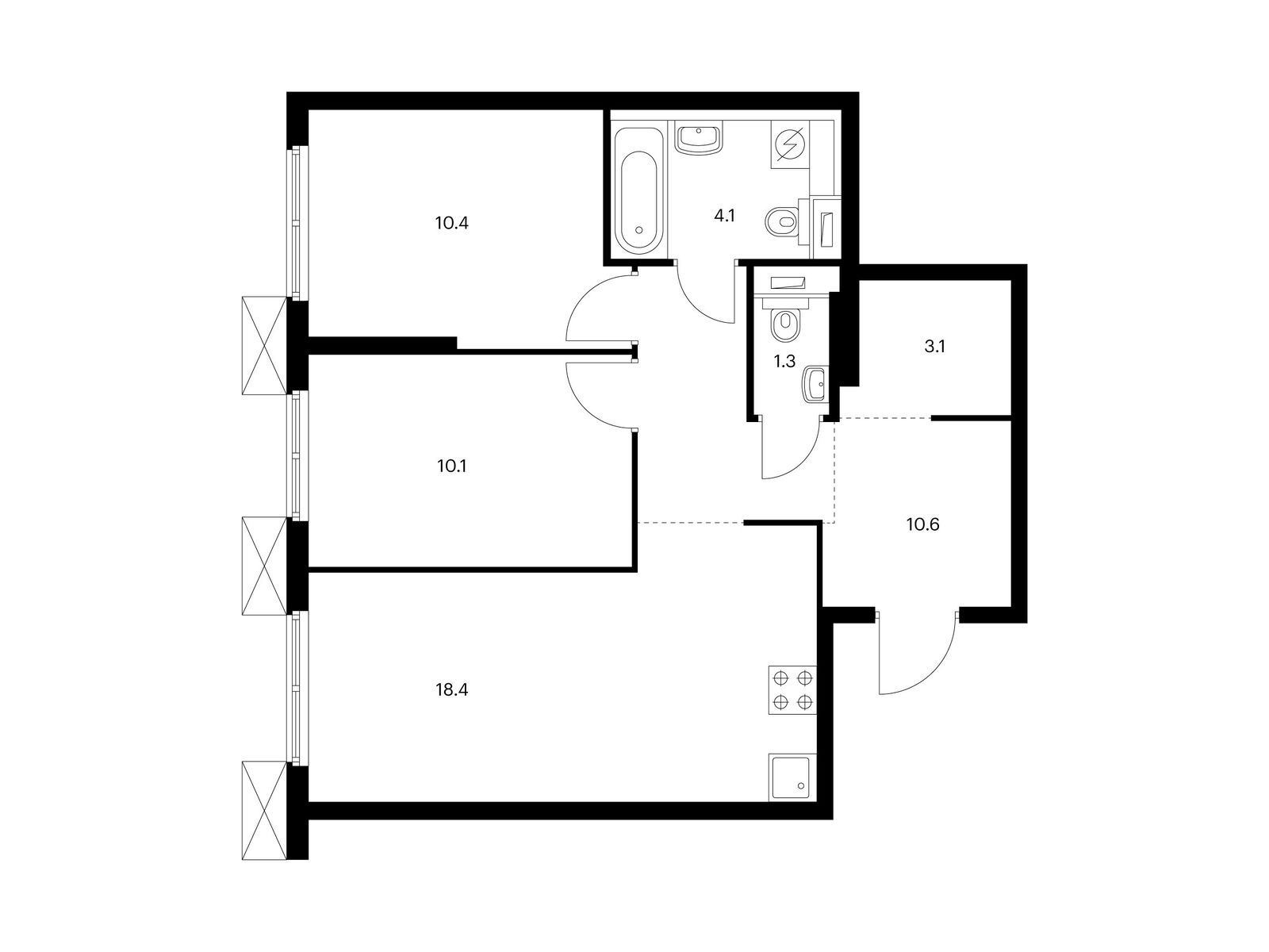 2-комнатная квартира, 58 кв.м, Алтуфьевское 53