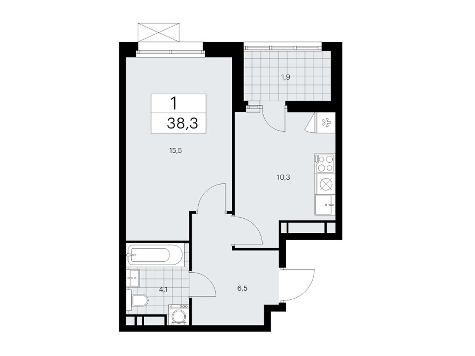 1-комнатная квартира, 38.3 кв.м, ЖК «Скандинавия» 1-комнатная квартира, 38.3 кв.м, ЖК «Скандинавия»