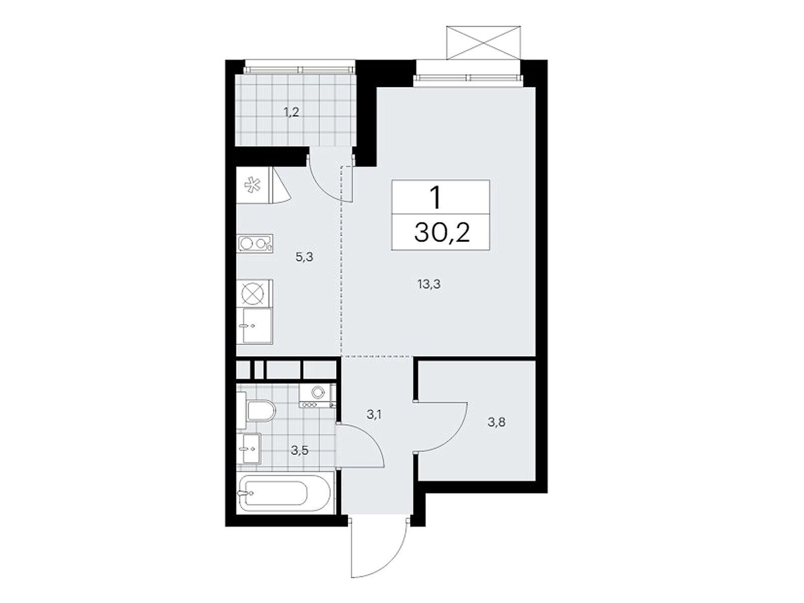 студия, 30.2 м2, ЖК «Дзен-кварталы»