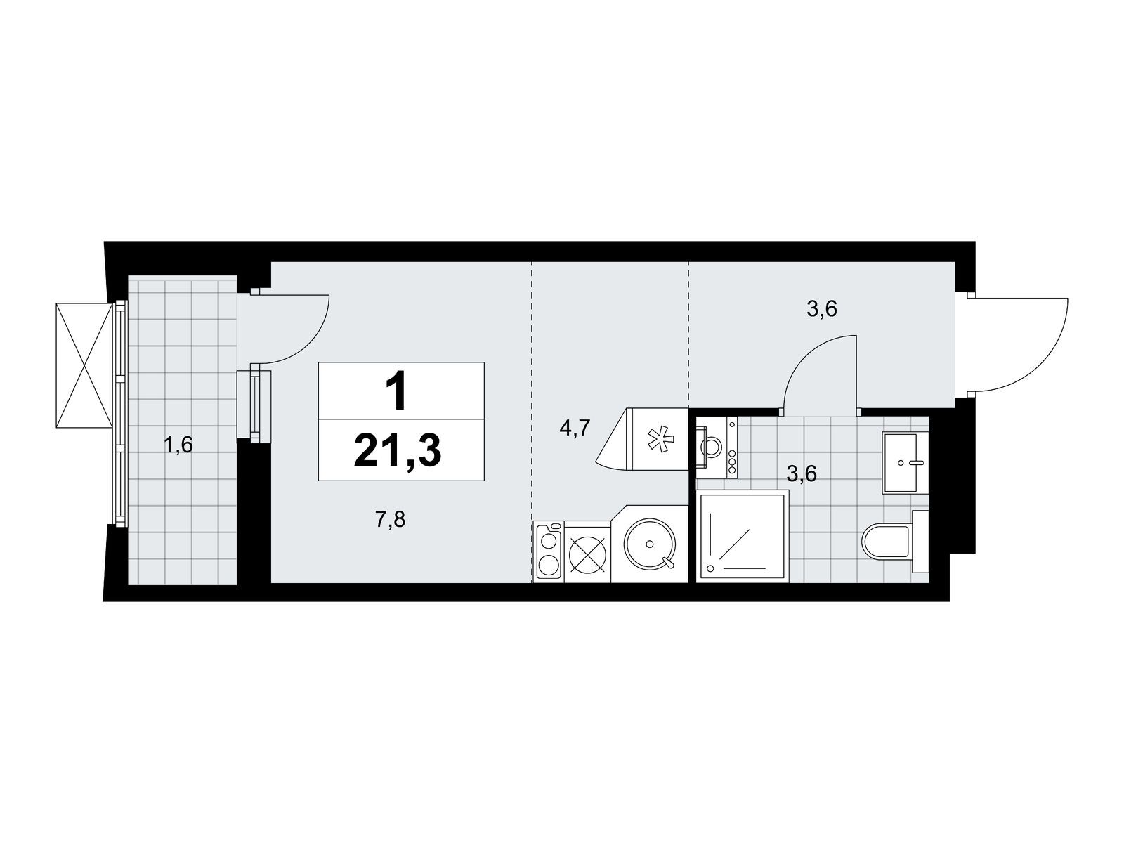 21.3 кв.м, ЖК «Дзен-кварталы» 21.3 кв.м, ЖК «Дзен-кварталы»