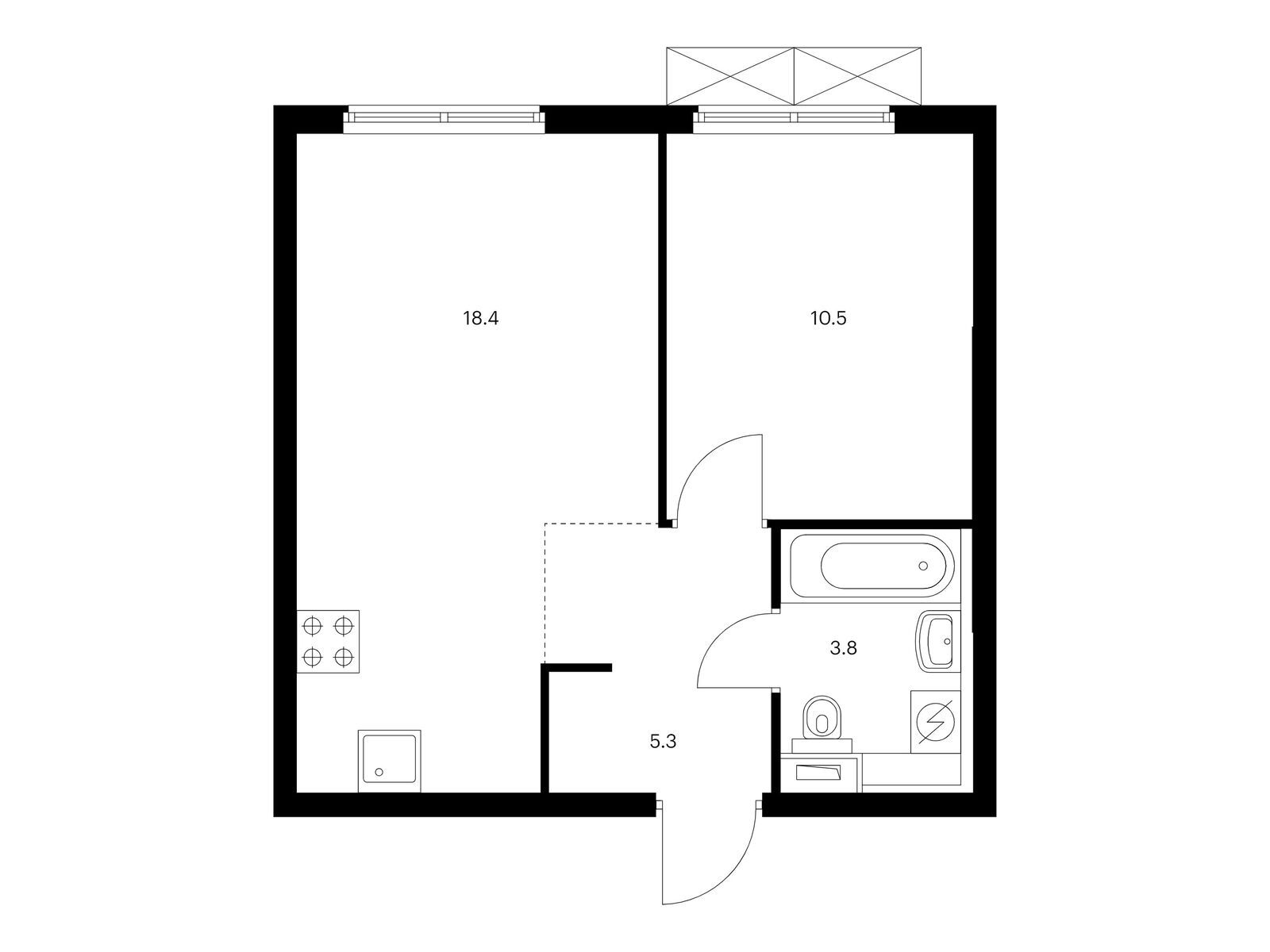 1-комнатная квартира, 38 кв.м, Руставели 14