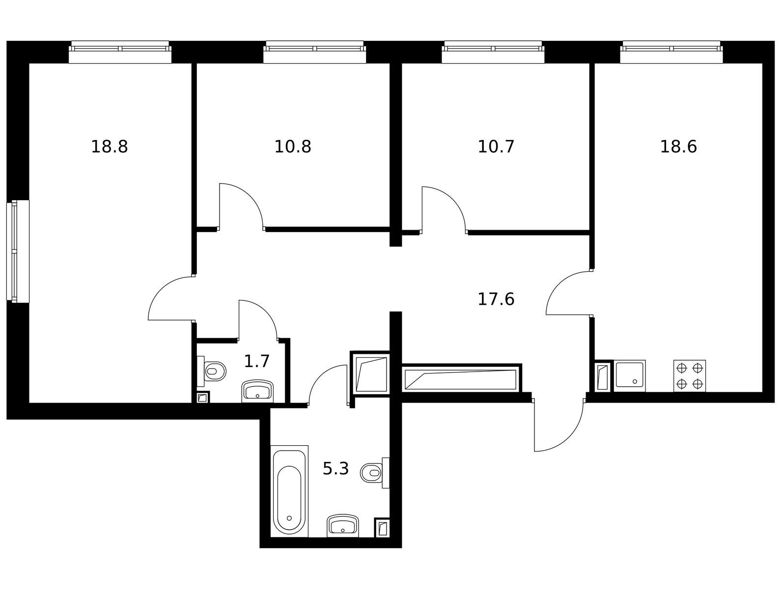 3-комнатная квартира, 80.3 кв.м, Одинцово-1